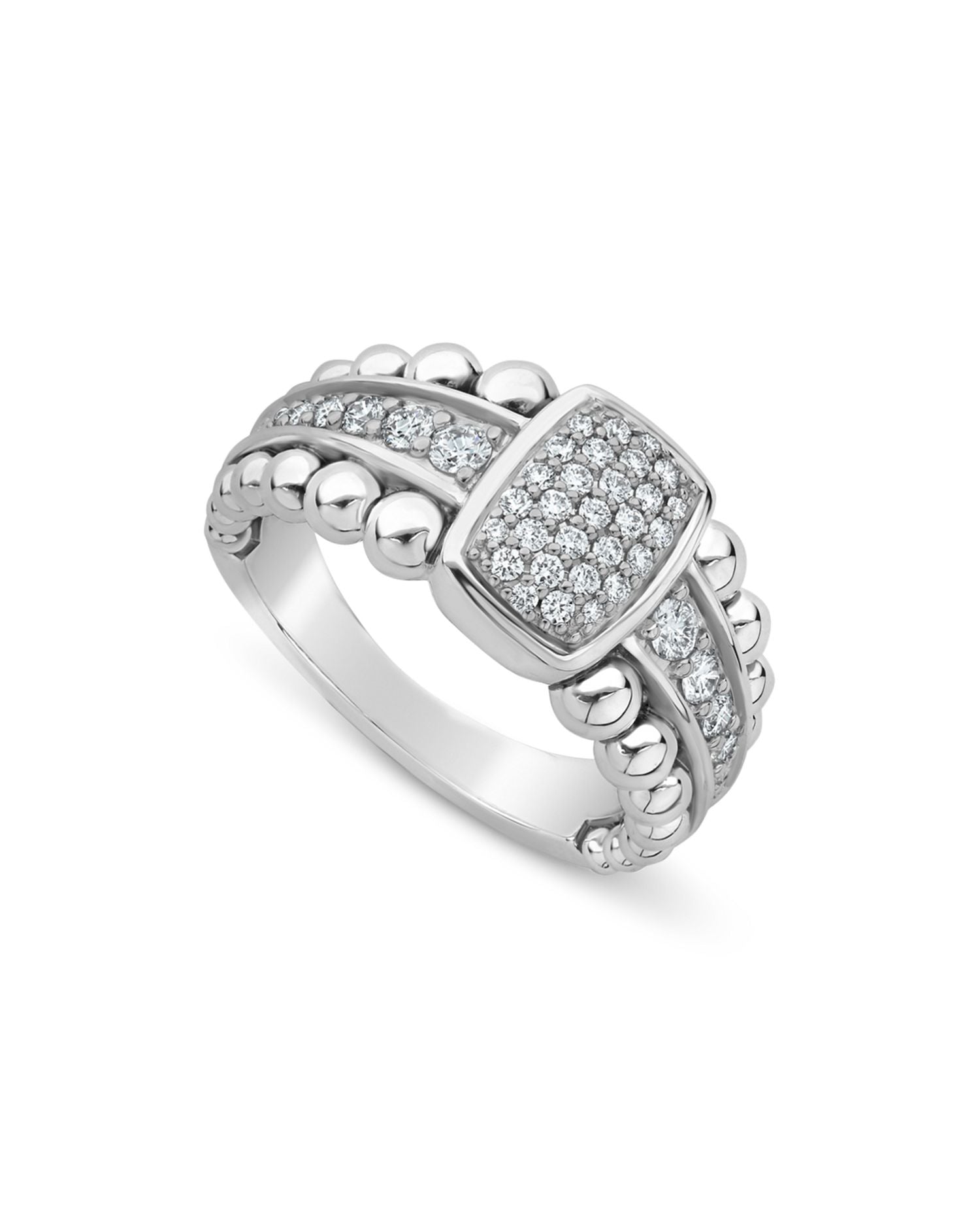 Sterling Silver Caviar Spark Diamond Ring