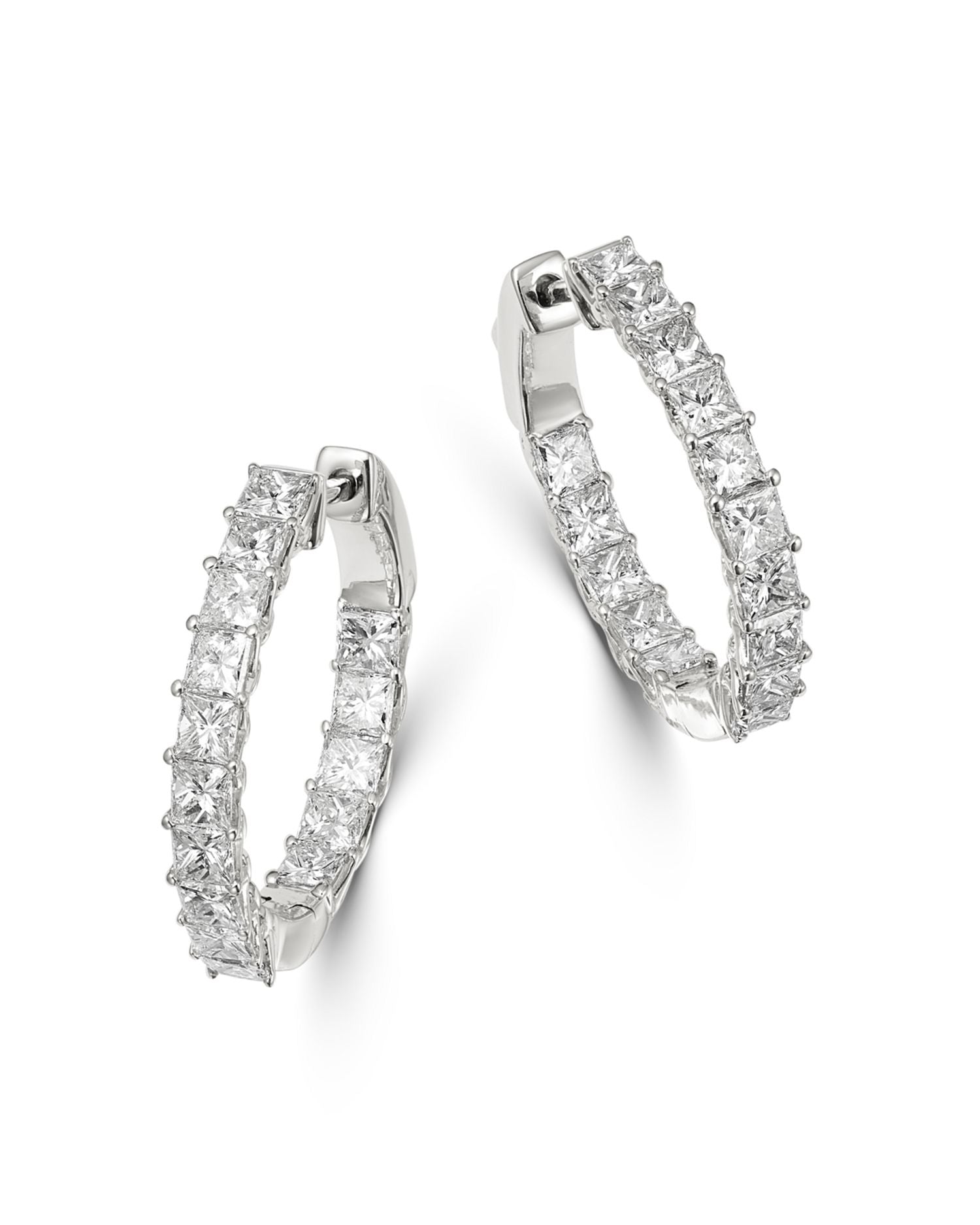 Princess-Cut Diamond Inside-Out Hoop Earrings in 14K White Gold, 3 ct. t.w. - Exclusive