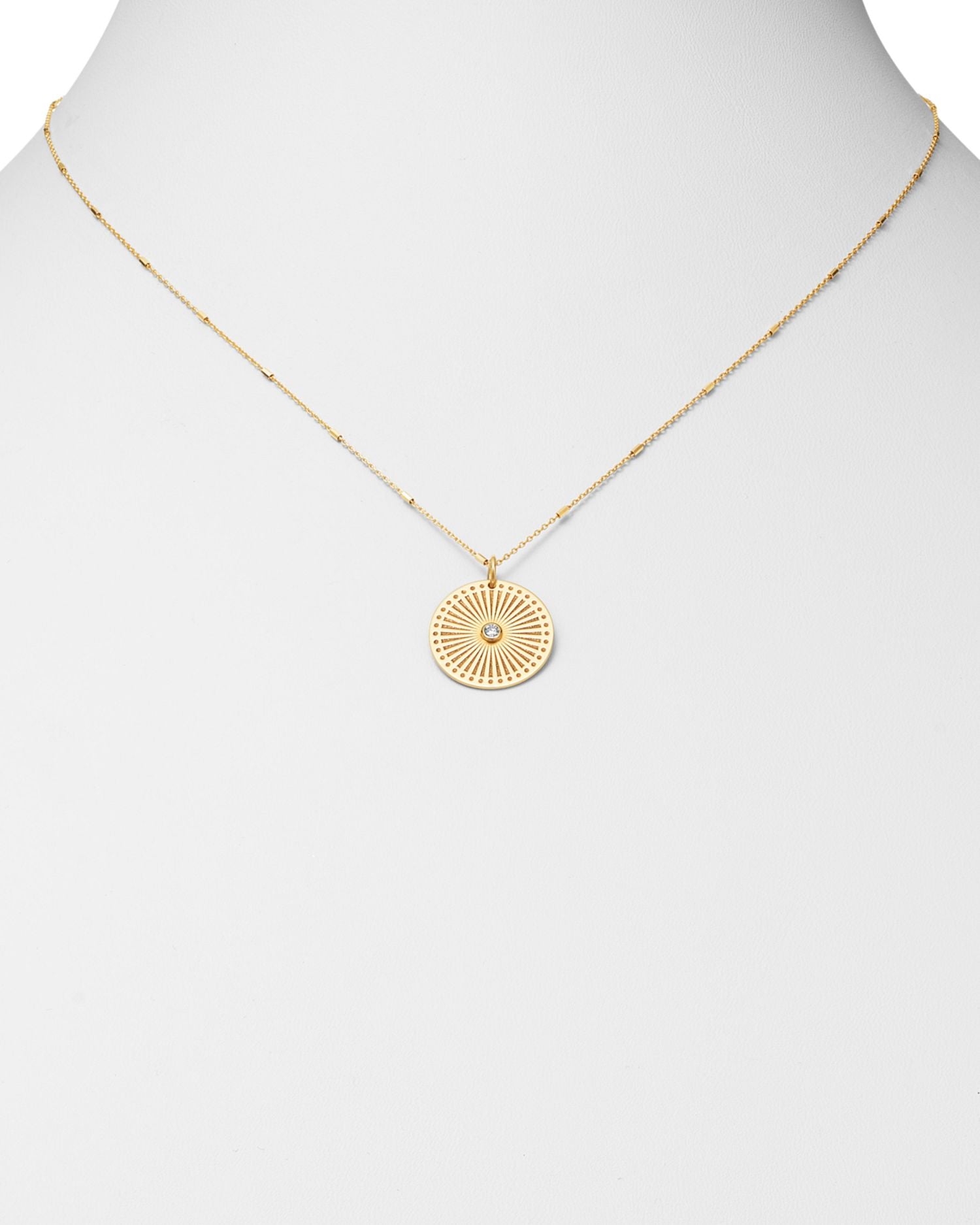 14K Yellow Gold & Diamond Sunbeam Medallion Pendant Necklace, 18'
