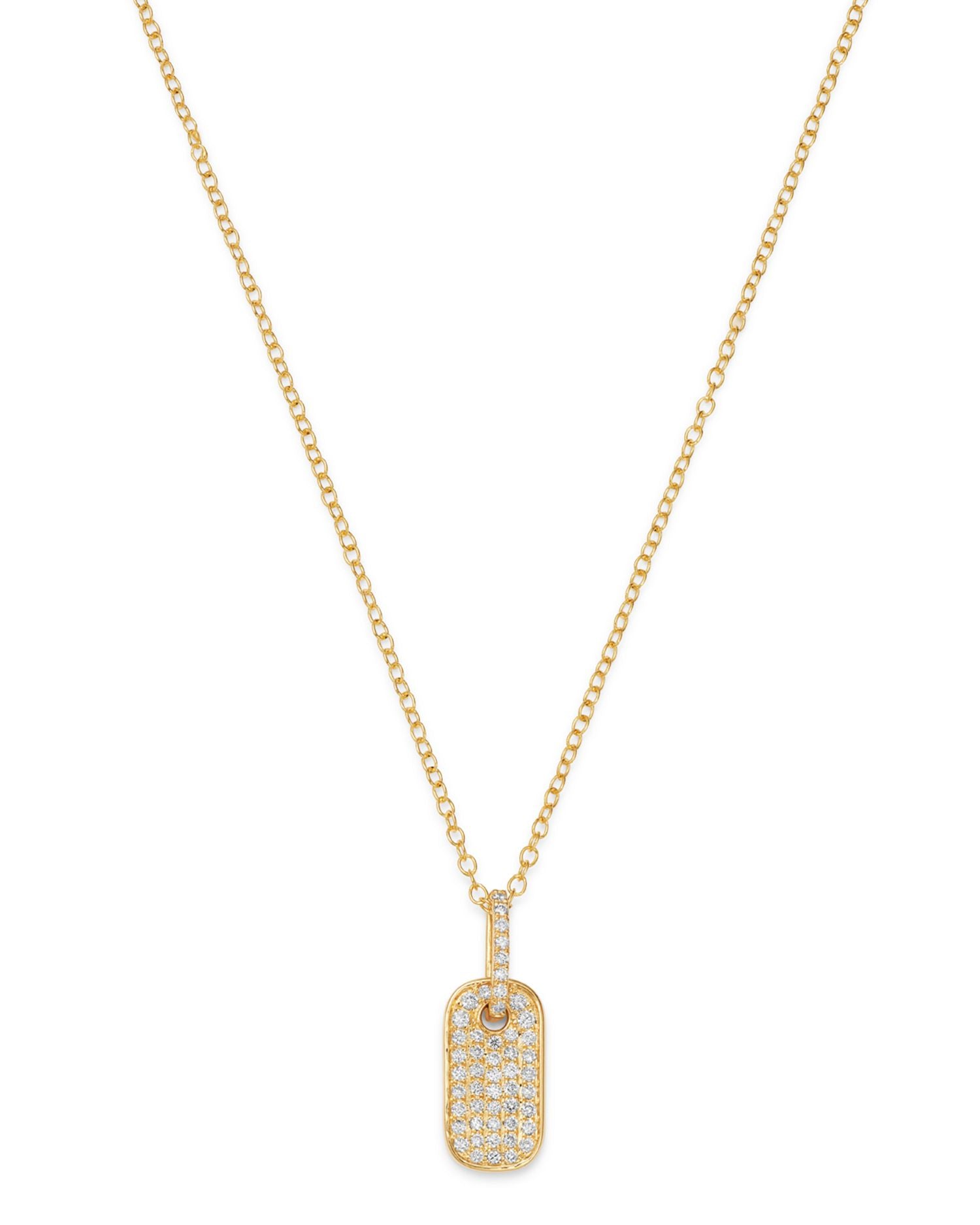 Diamond Dog Tag Pendant Necklace in 14K Yellow Gold, 0.25 ct. t.w. - Exclusive