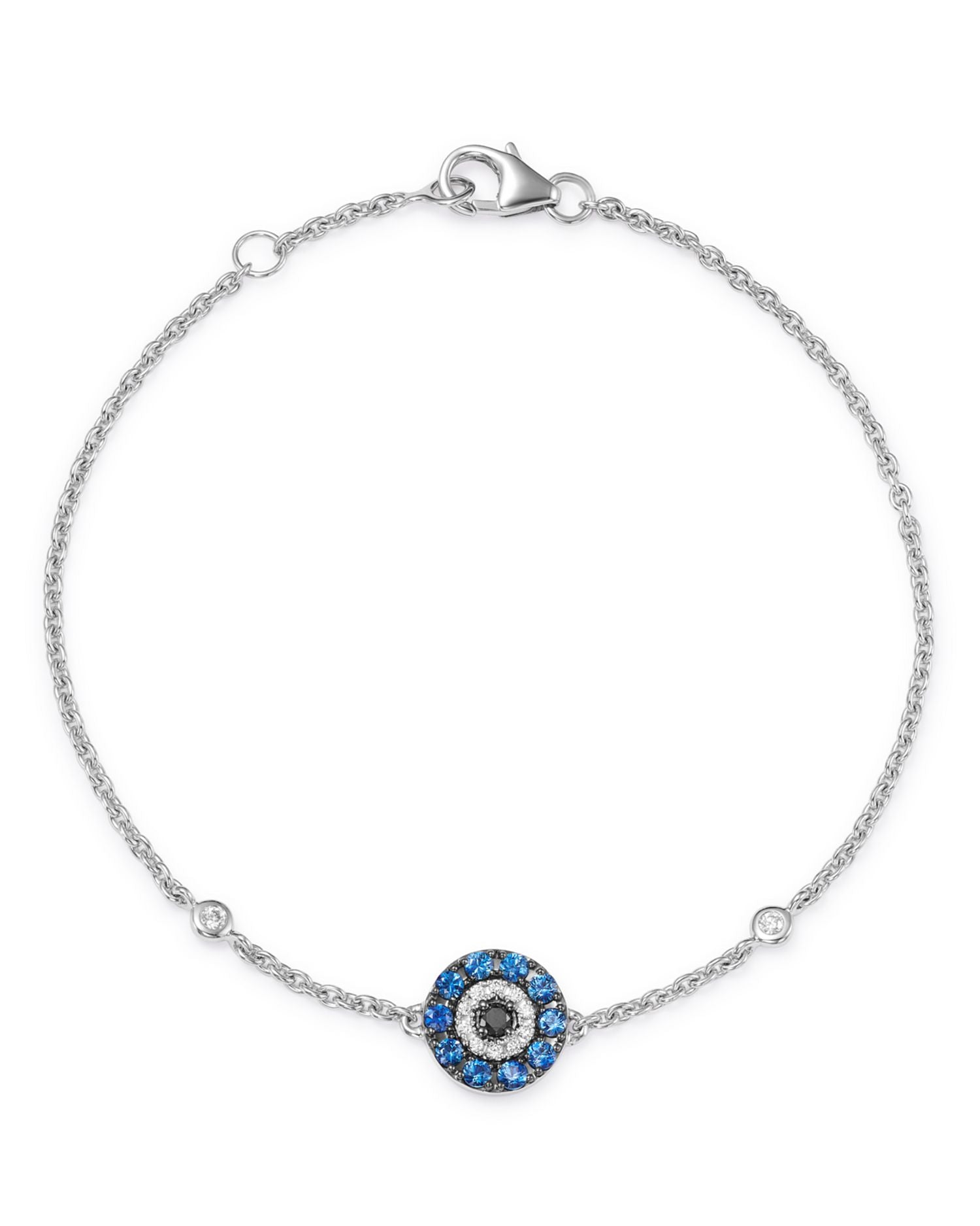 Blue Sapphire & Black & White Diamond Evil Eye Bracelet in 14K White Gold - Exclusive