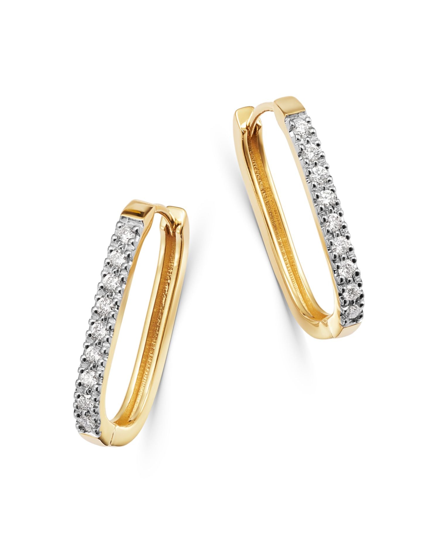 Diamond Square Hoop Earrings in 14K Yellow Gold or 14K White Gold - Exclusive