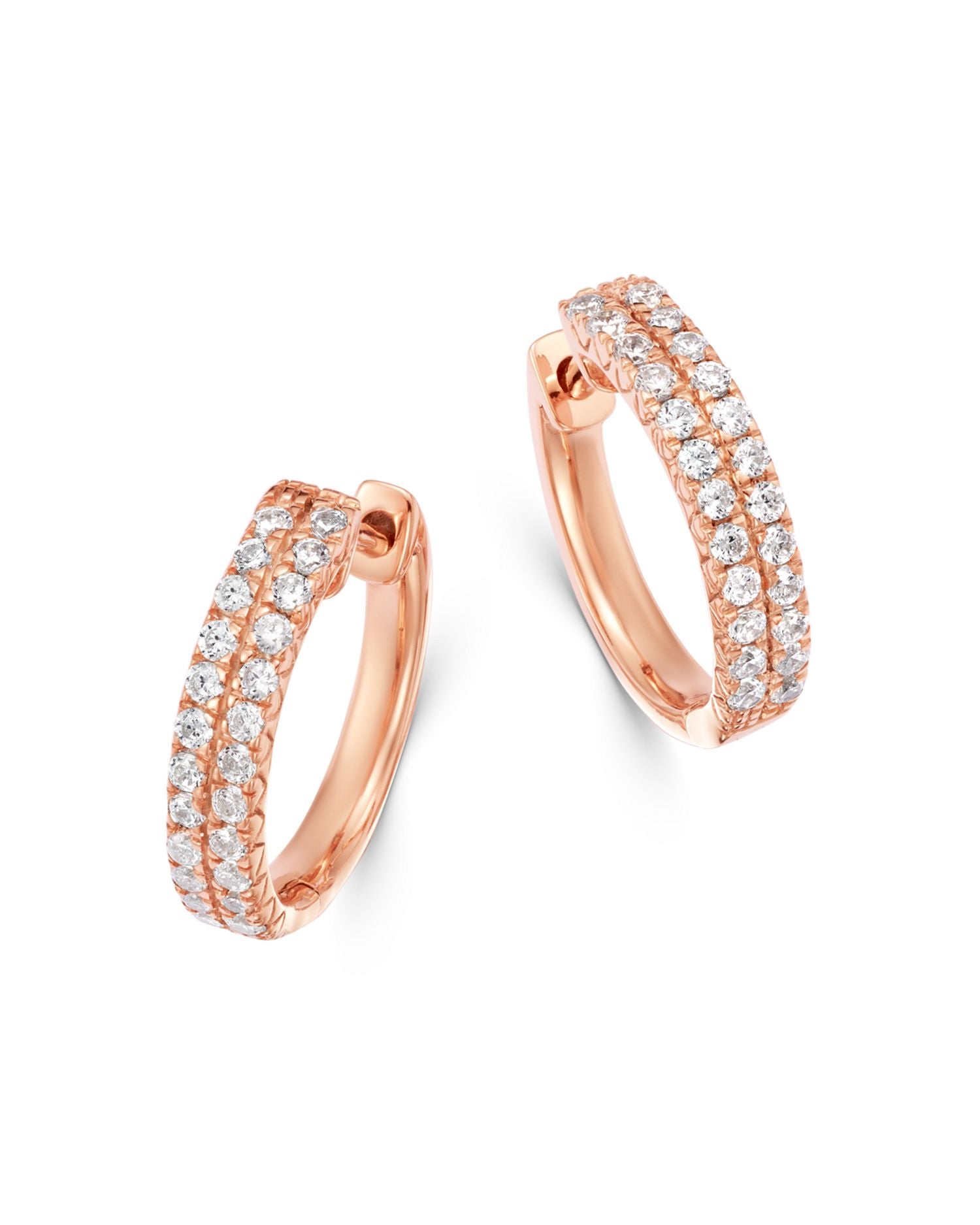 Diamond Double-Row Huggie Hoop Earrings in 14K Rose Gold, 0.50 ct. tw. - Exclusive
