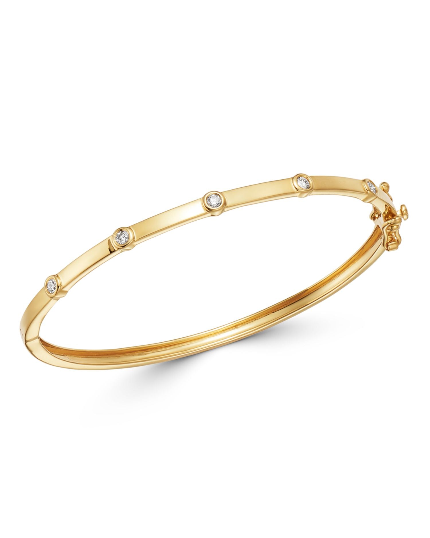Diamond Bezel-Set Bangle Bracelet in 14K Yellow Gold, 0.20 ct. t.w. - Exclusive