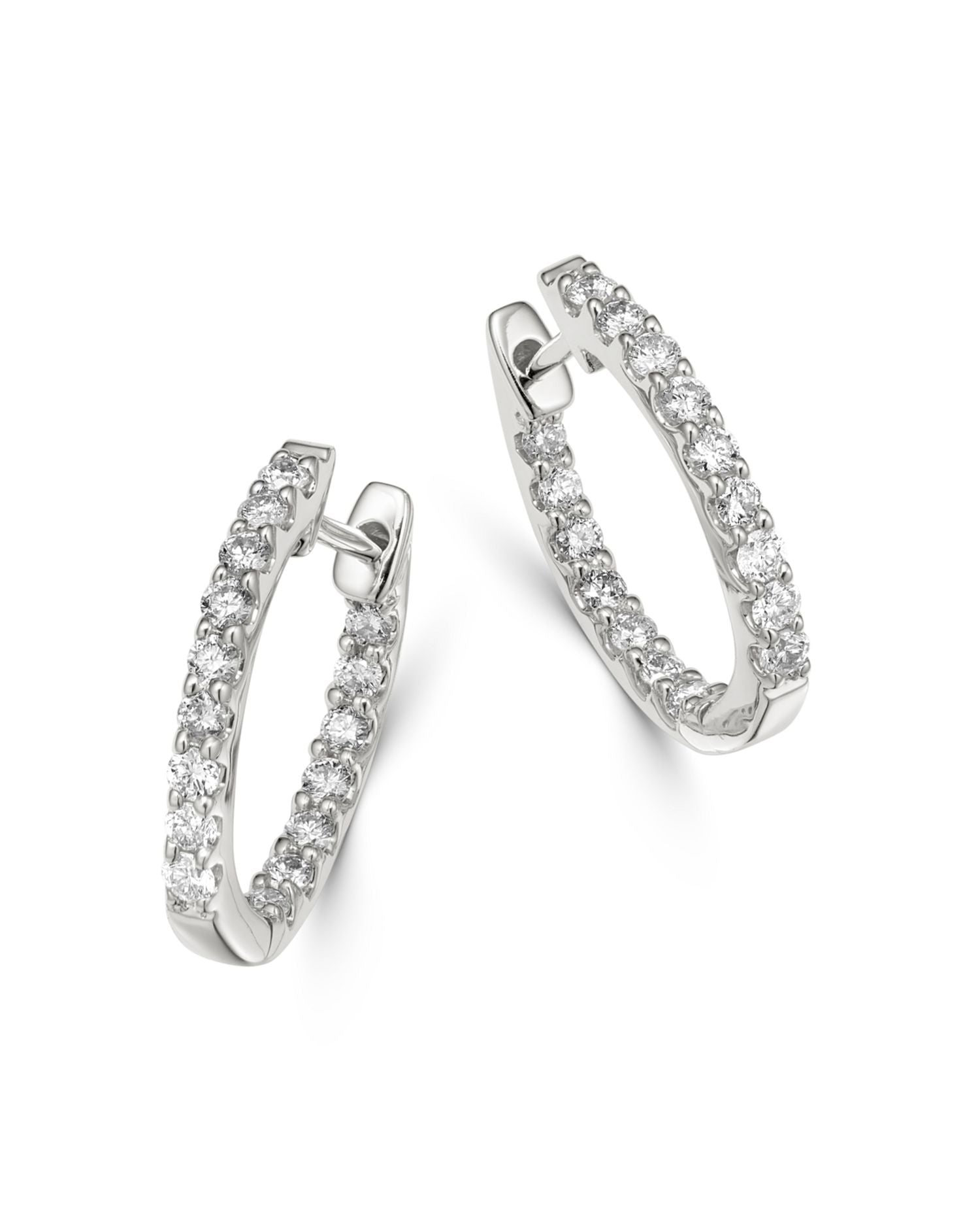 Diamond Huggie Hoop Earrings in 14K White Gold, 0.5 ct. t.w. - Exclusive