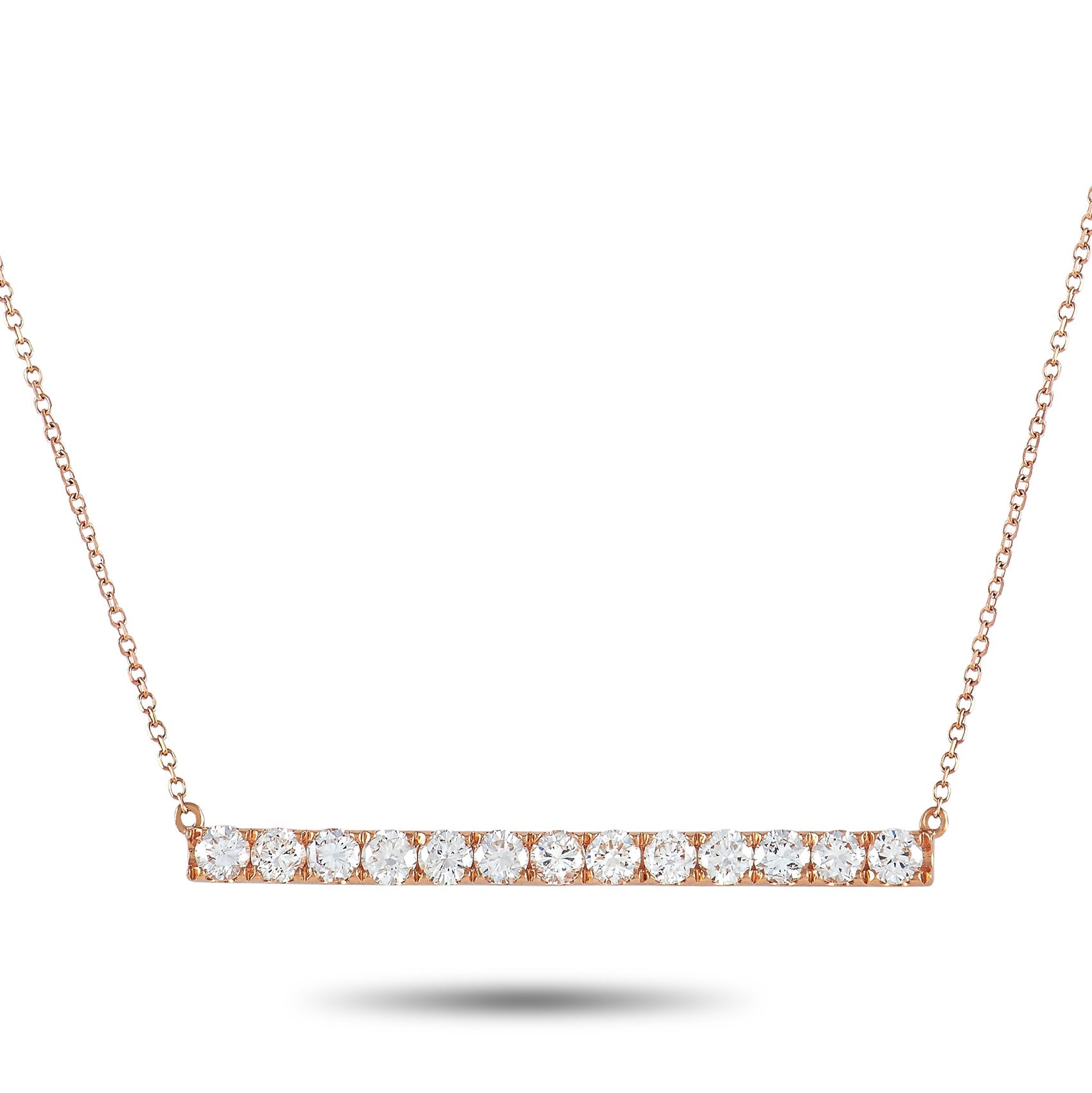 LB Exclusive 18K Rose Gold 1.00 ct Diamond Bar Necklace ANK-16670-R