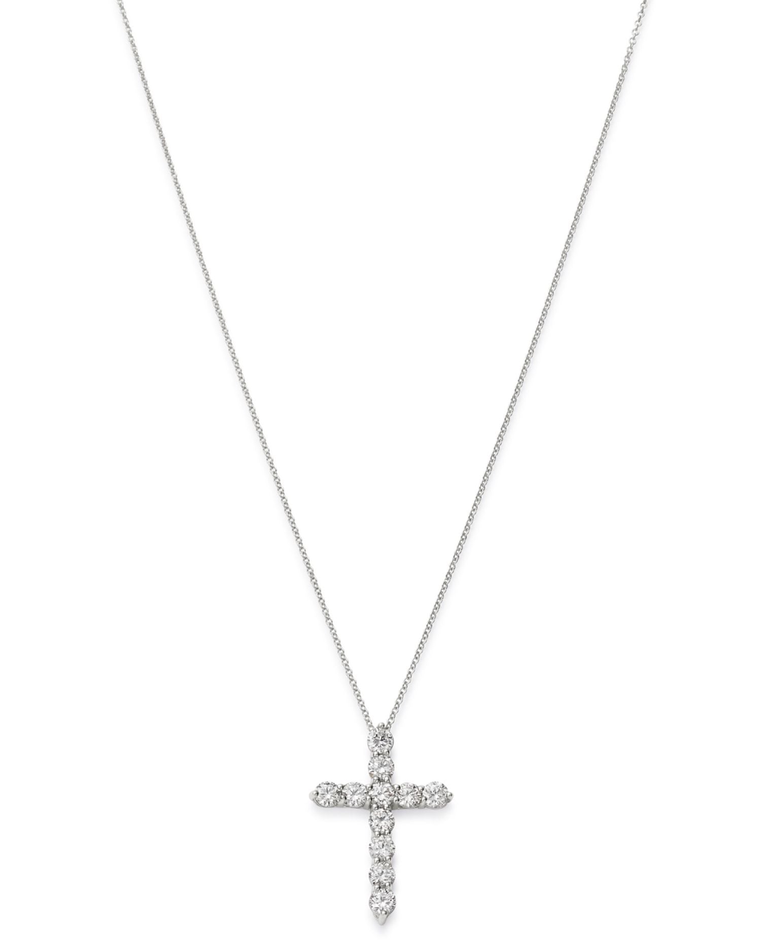 Diamond Cross Pendant Necklace in 14K White Gold, 1.75 ct. t.w. - Exclusive