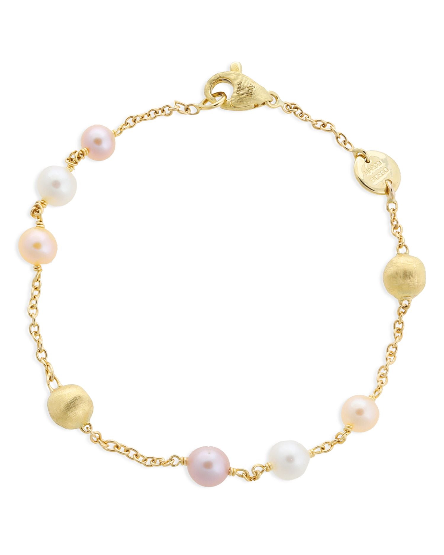 18K Yellow Gold Africa Pearl Multicolor Cultured Freshwater Pearl Bracelet