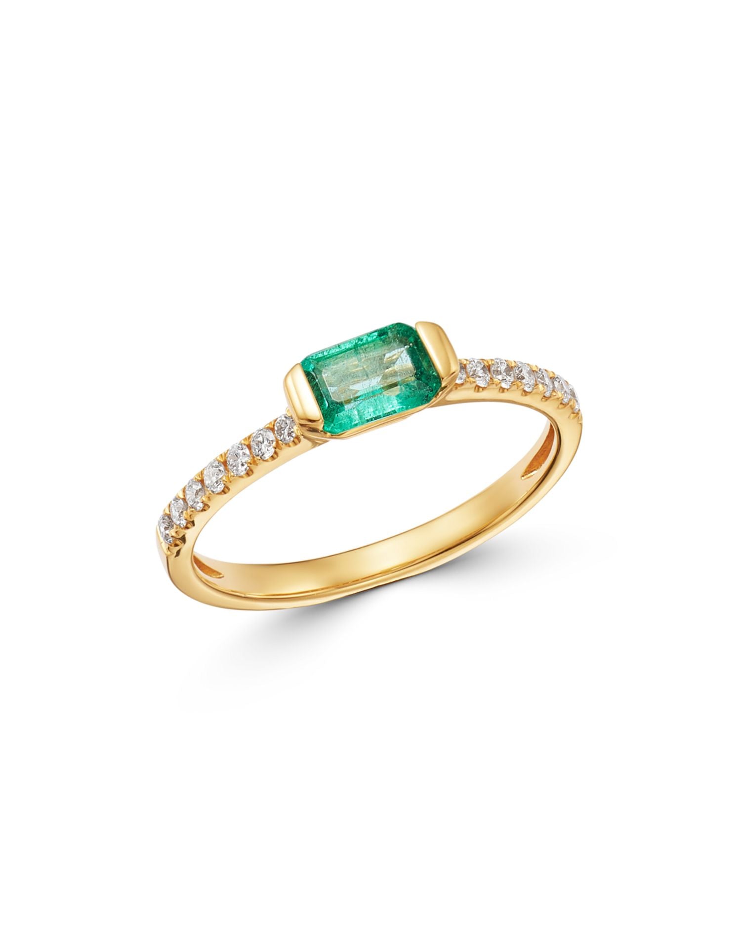 Emerald & Diamond Ring in 14K Yellow Gold - Exclusive