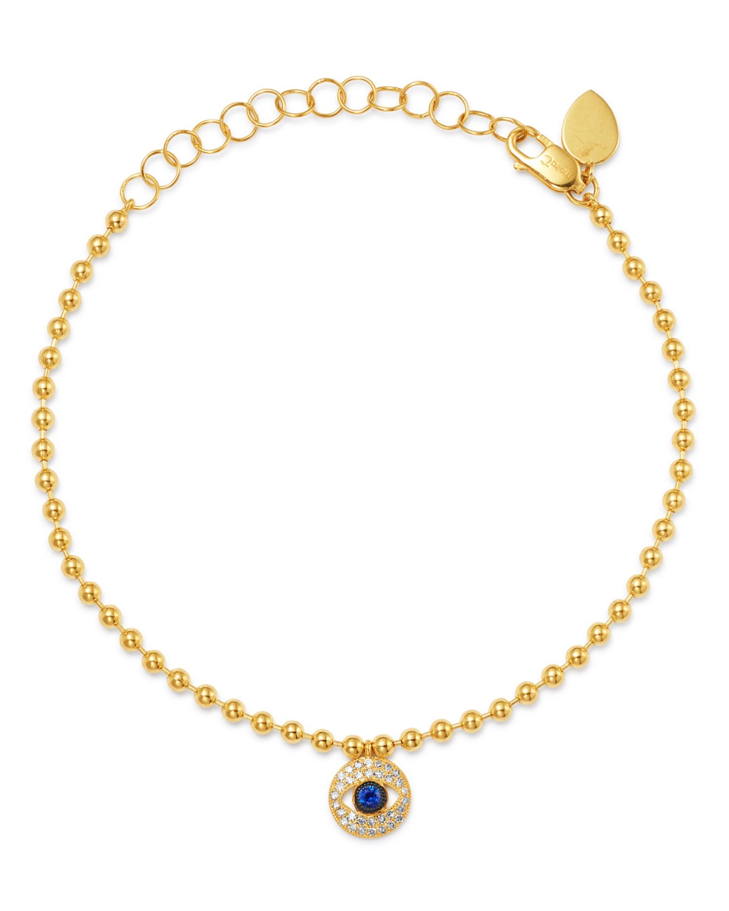 14K Yellow Gold Diamond & Sapphire Evil Eye Bracelet