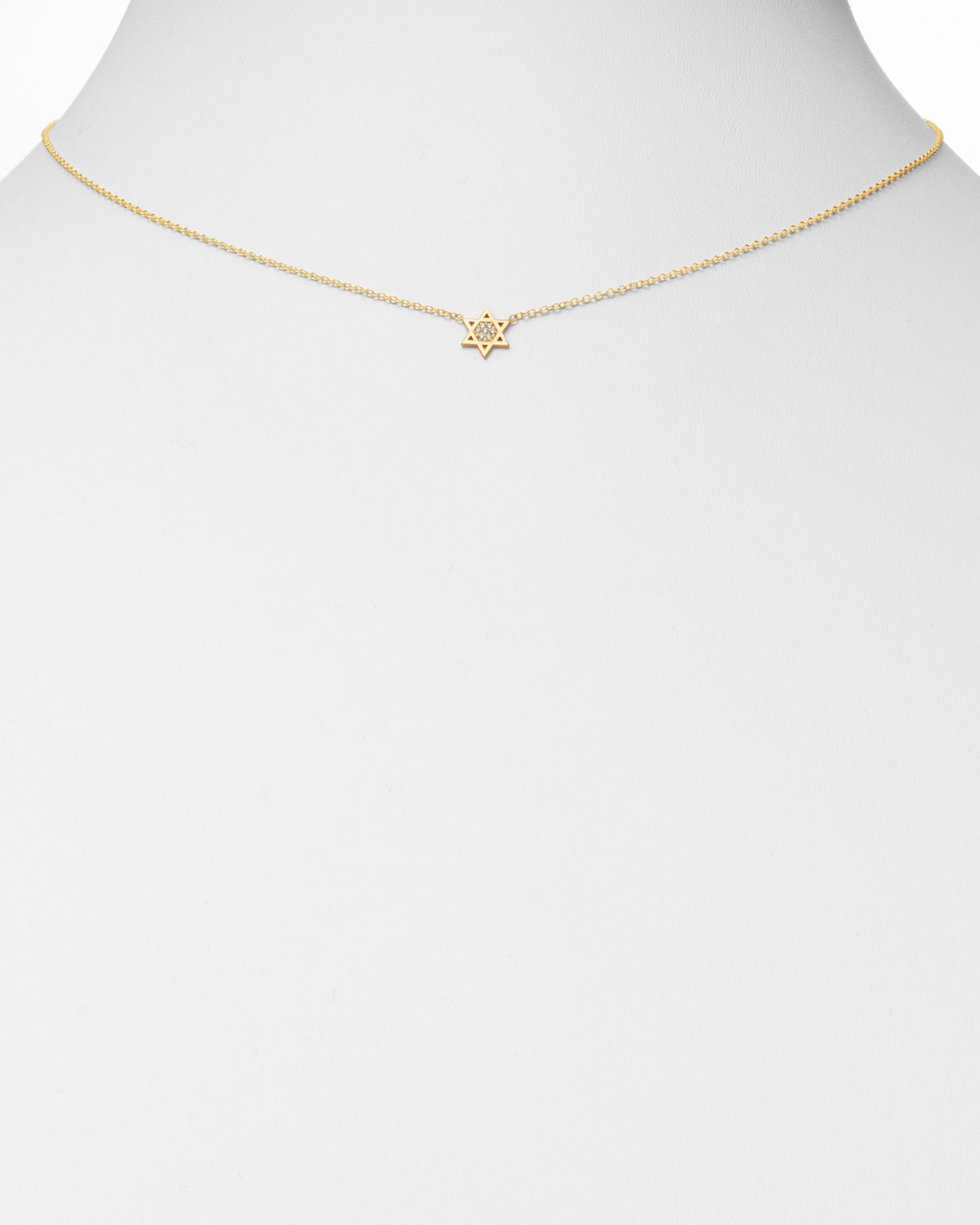Midi Bitty 14K Yellow Gold & Diamond Star of David Necklace, 16'