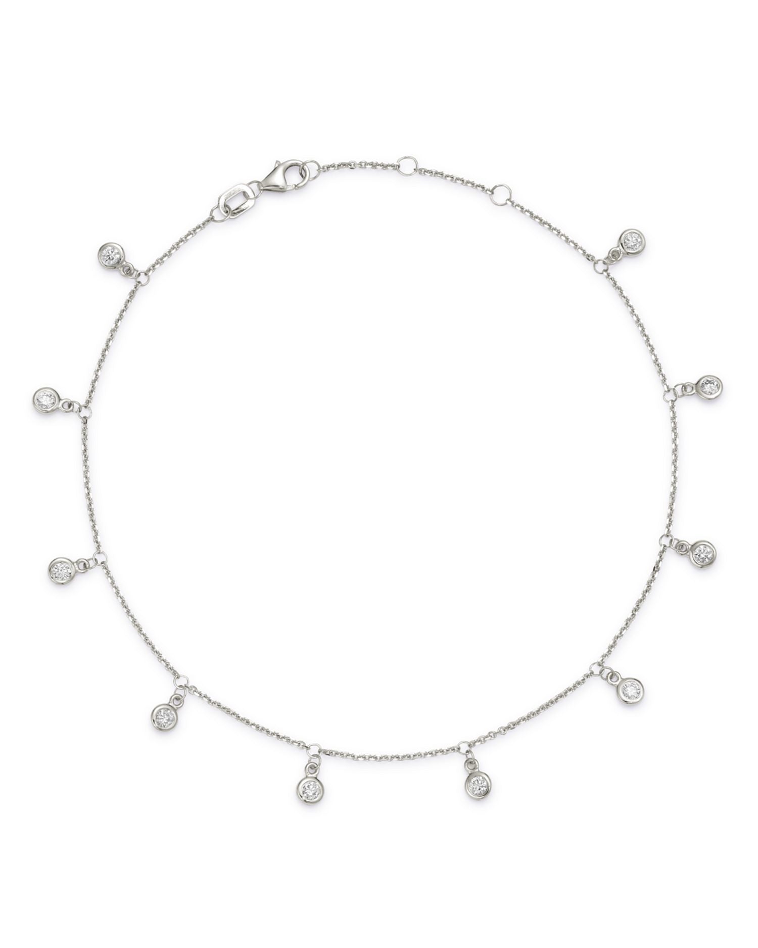 Diamond Bezel Droplet Ankle Bracelet in 14K Gold, 0.50 ct. t.w. - Exclusive
