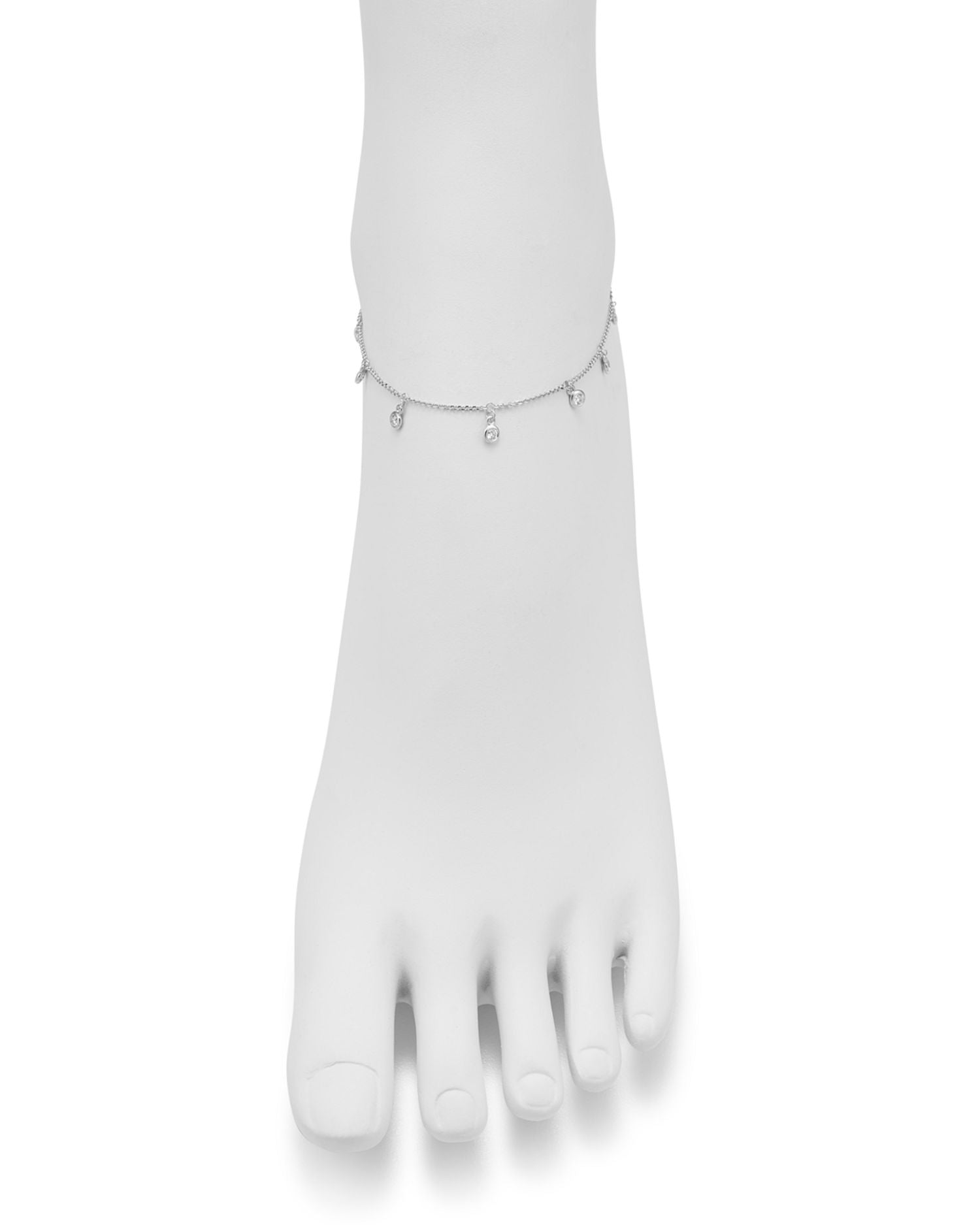 Diamond Bezel Droplet Ankle Bracelet in 14K Gold, 0.50 ct. t.w. - Exclusive
