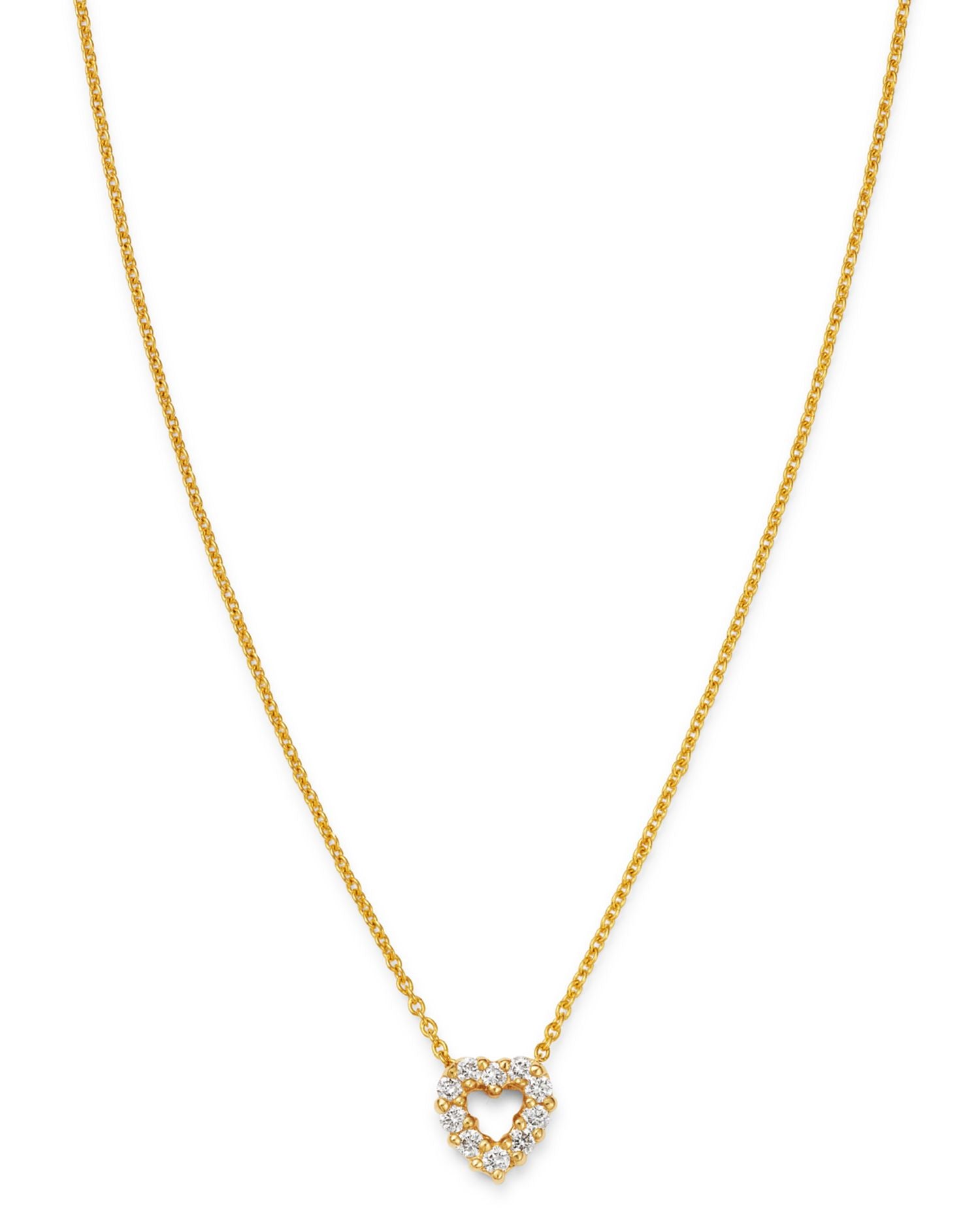 18K Yellow Gold Diamond Baby Heart Pendant Necklace, 16'-18'
