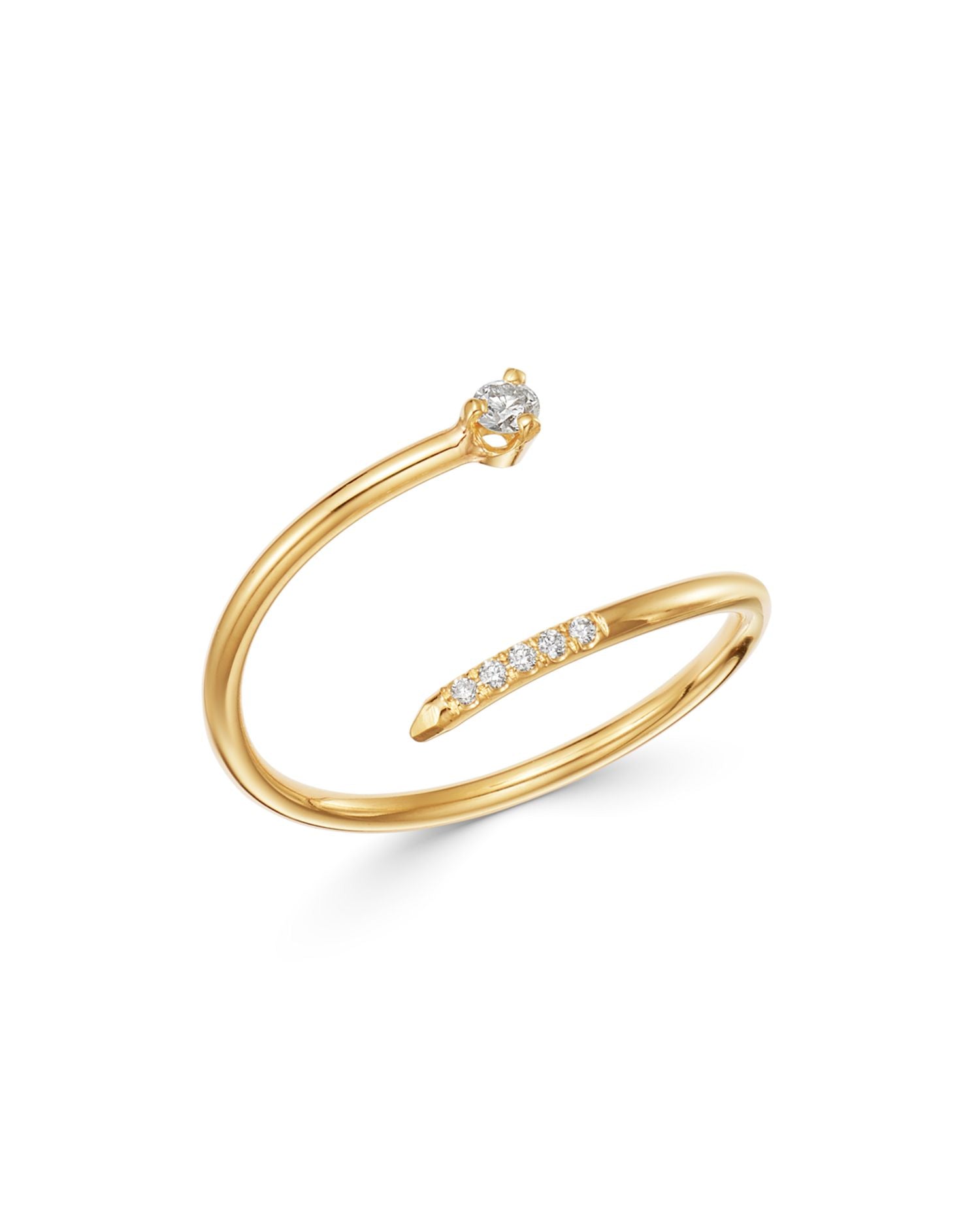 14K Yellow Gold Prong Diamonds Diamond Bypass Ring