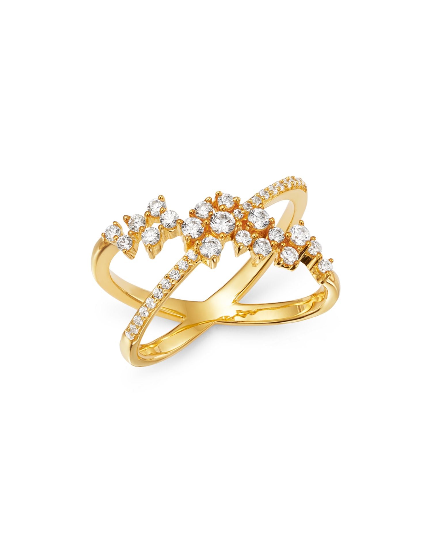 Diamond Crossover Cluster Ring in 14K Yellow Gold, 0.45 ct. t.w. - Exclusive