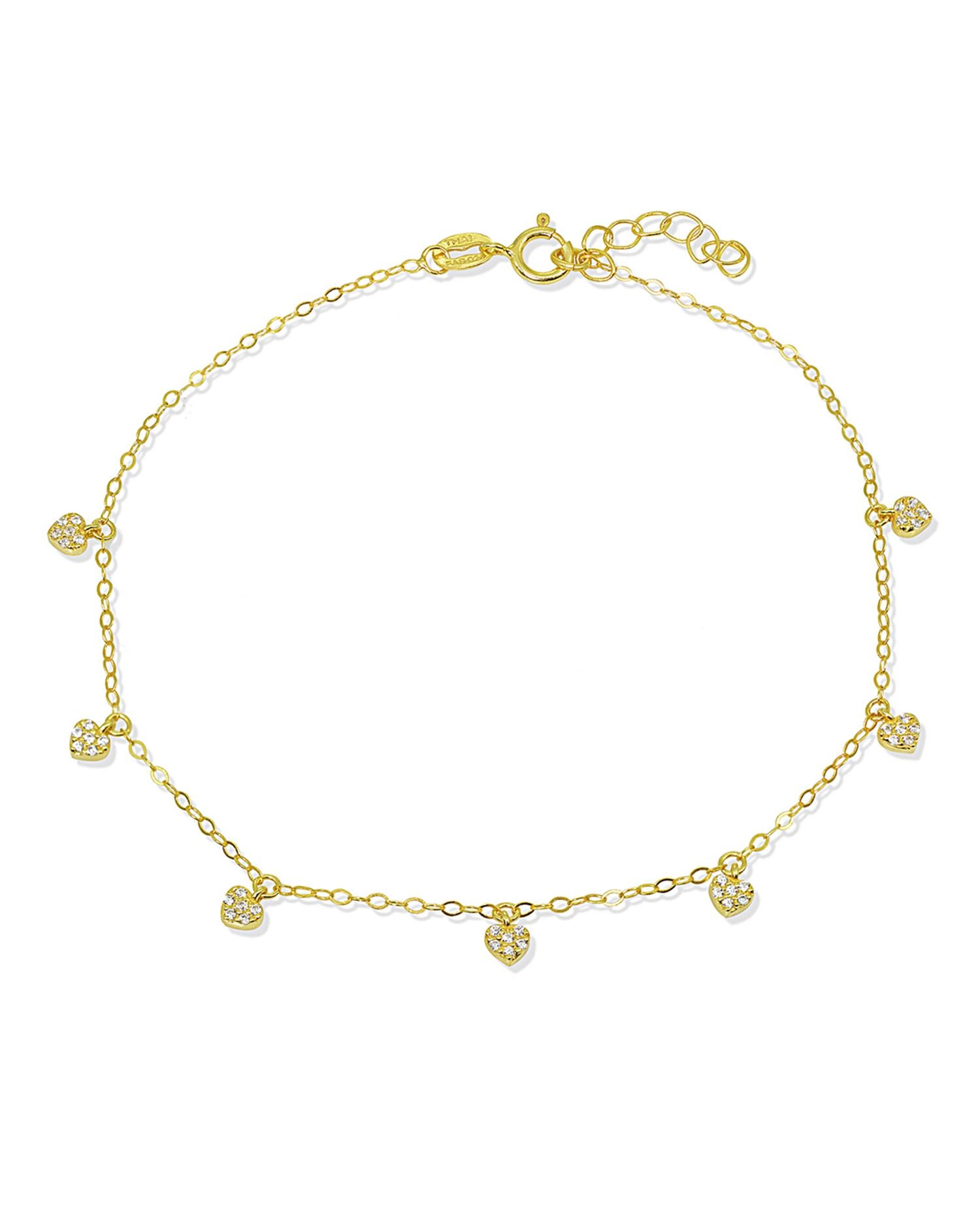 Pavé Heart Charm Ankle Bracelet - Exclusive