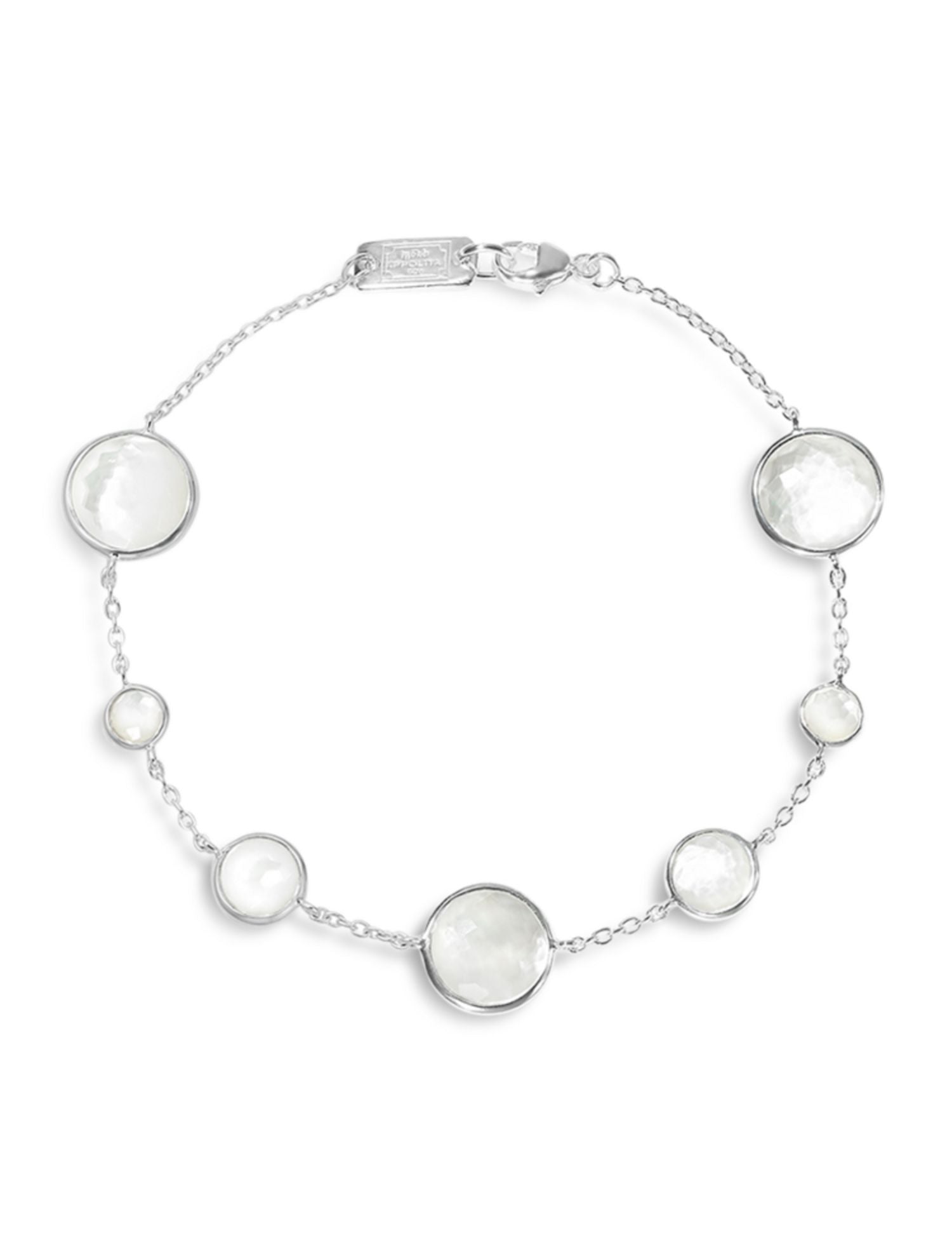 Sterling Silver Lollipop® Mother-of-Pearl & Clear Quartz Crystal Doublet Chain Bracelet