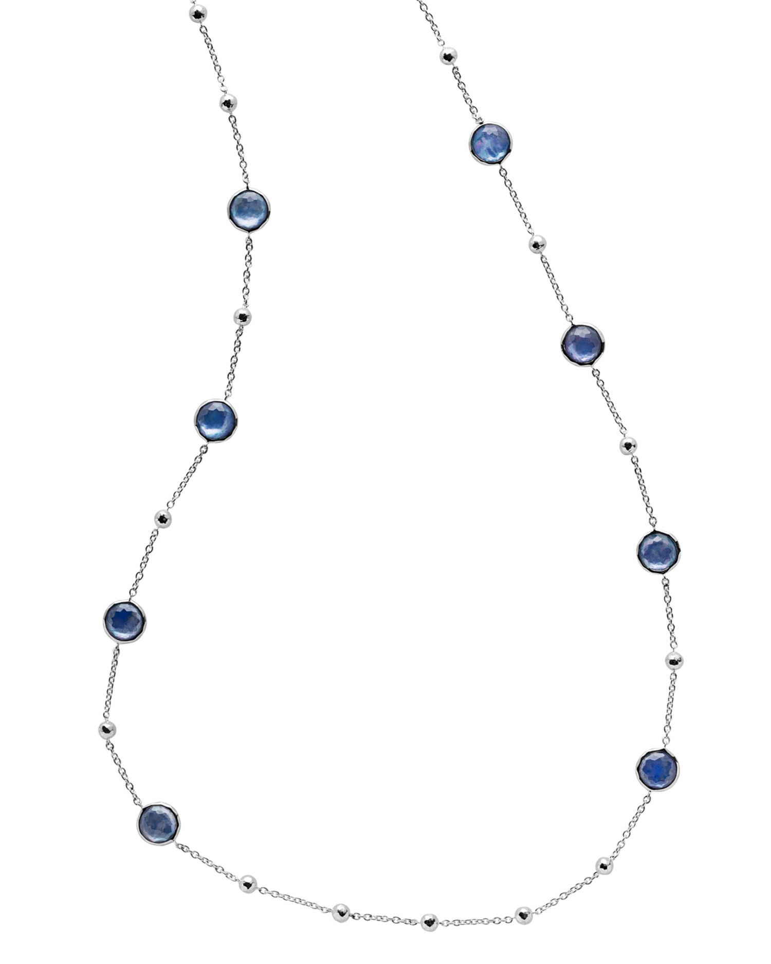 Sterling Silver, Rock Candy® Mother-of-Pearl, Lapis & Clear Quartz Triplet Statement Necklace, 38"