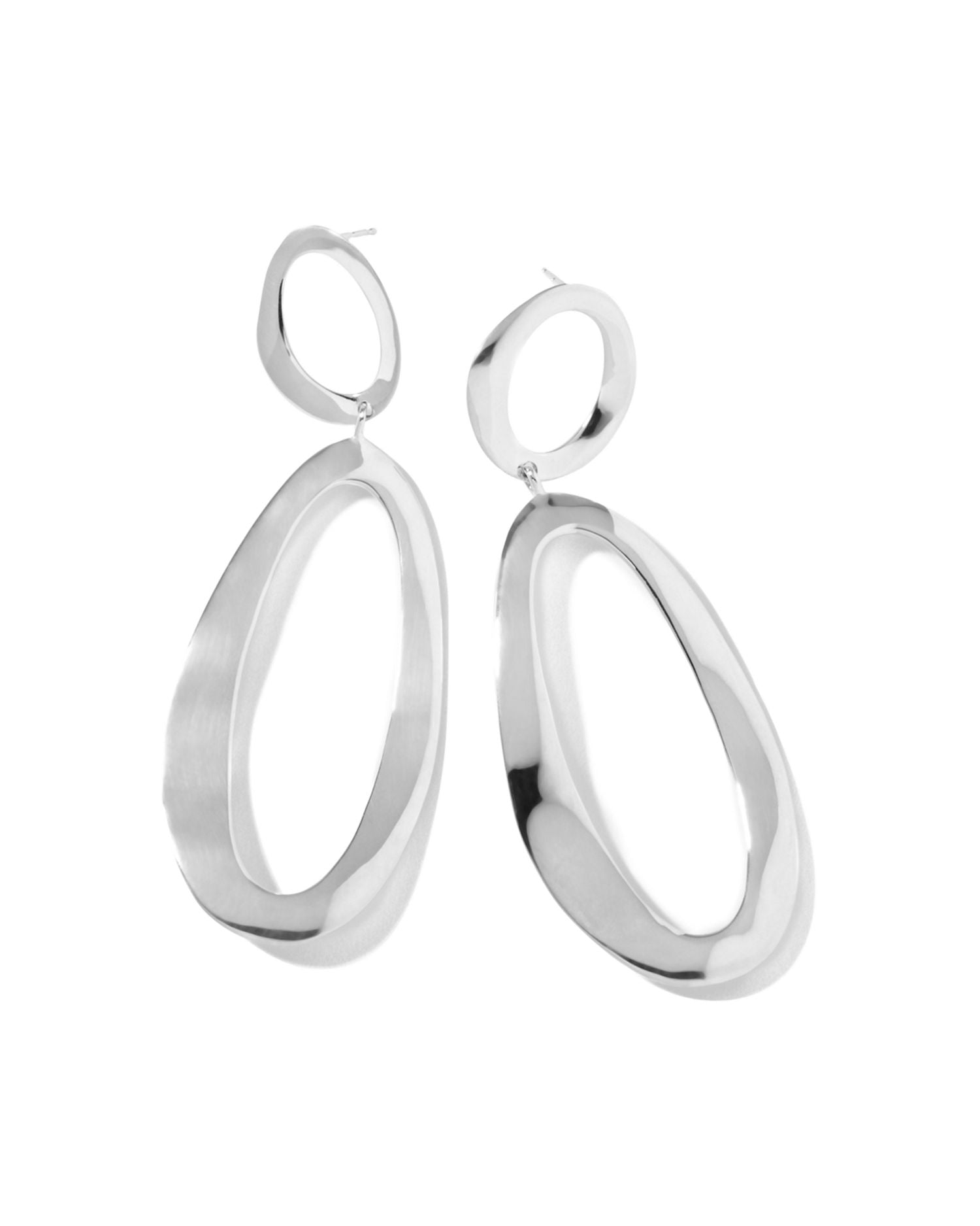 Sterling Silver Classico Long Hoop Drop Earrings