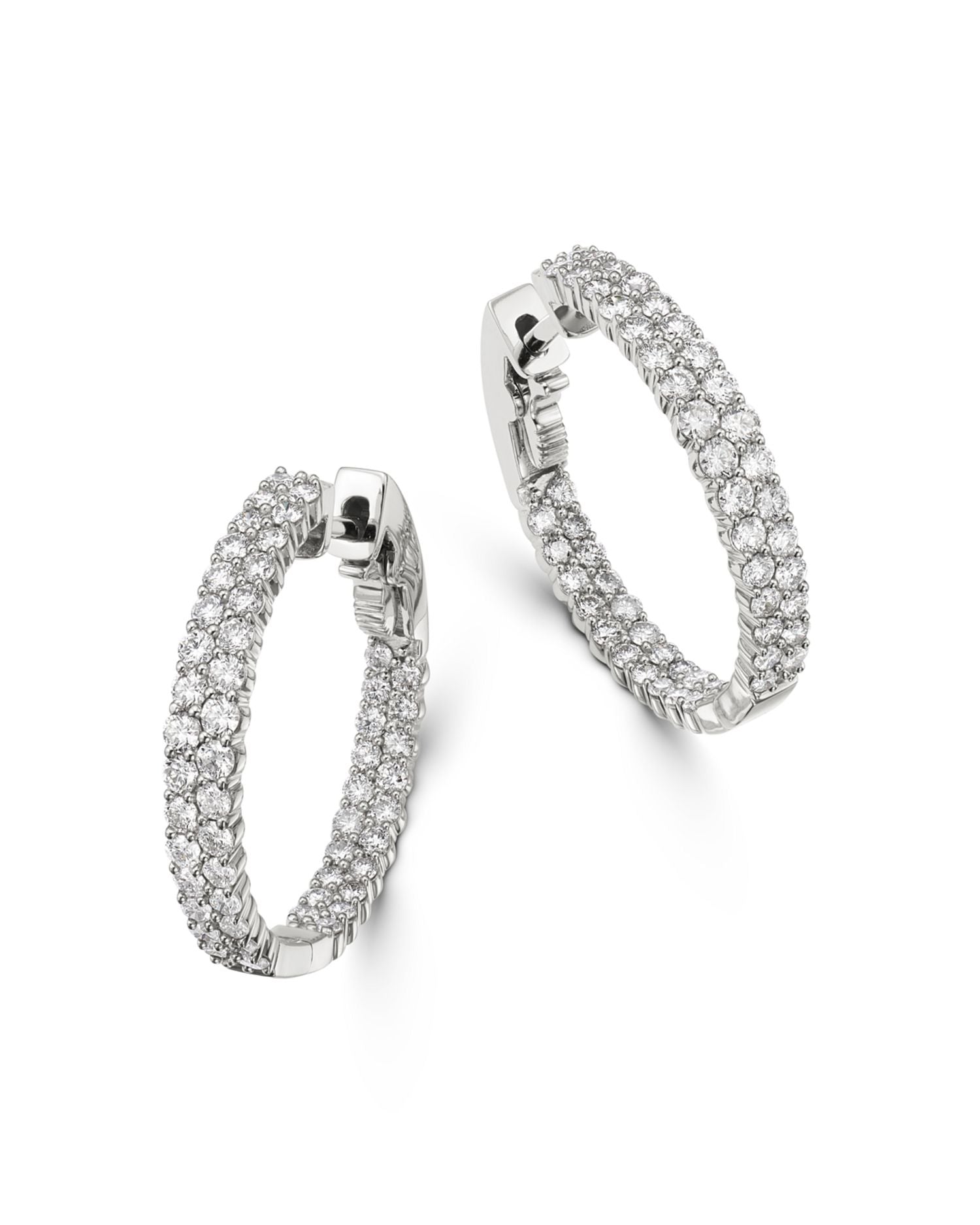 Diamond Double Row Inside Out Hoop Earrings in 14K White Gold, 2.50 ct. t.w. - Exclusive