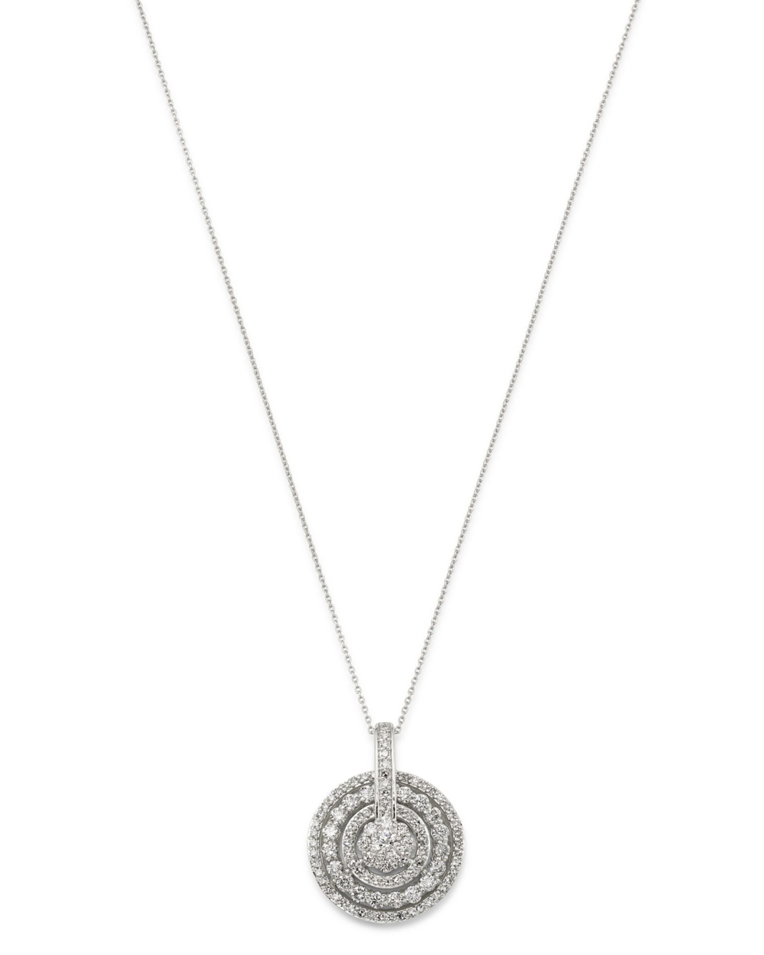 Diamond Round Cluster Pendant Necklace in 14K White Gold, 1.0 ct. t.w. - Exclusive
