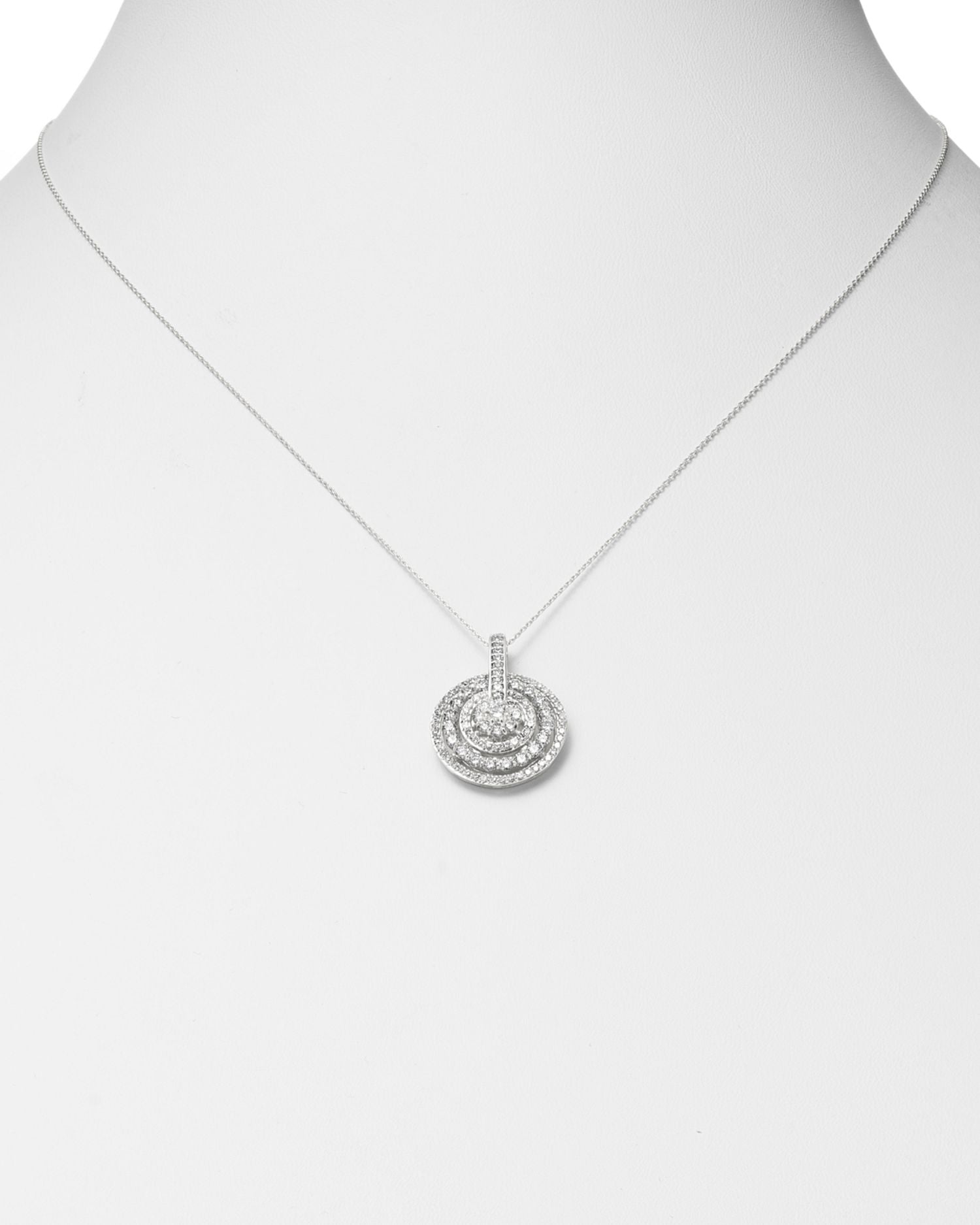 Diamond Round Cluster Pendant Necklace in 14K White Gold, 1.0 ct. t.w. - Exclusive
