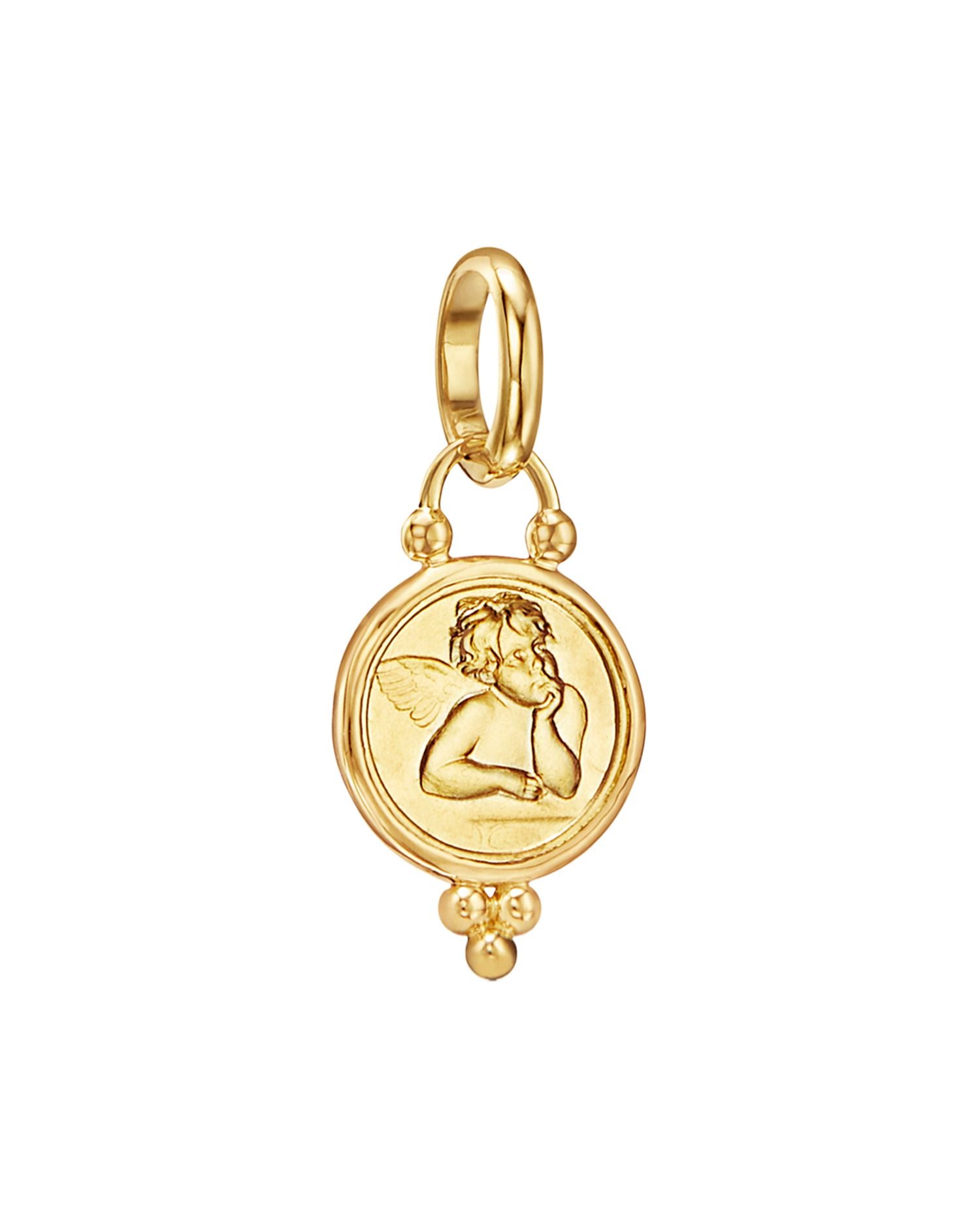 18K Yellow Gold Angel Pendant and Extra Small Oval Chain