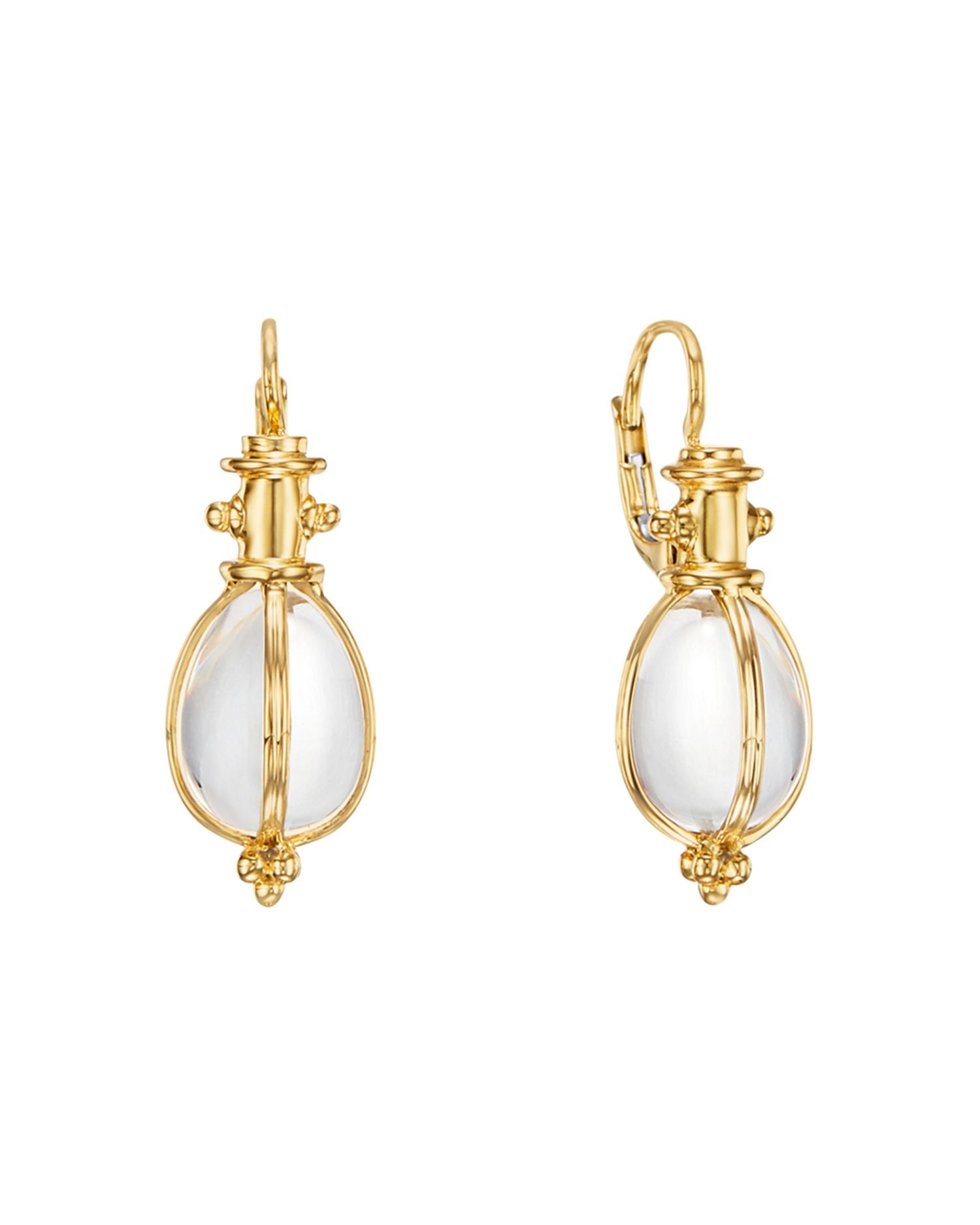 Temple St. Clair 18K Yellow Gold Oval Crystal Amulet Earrings