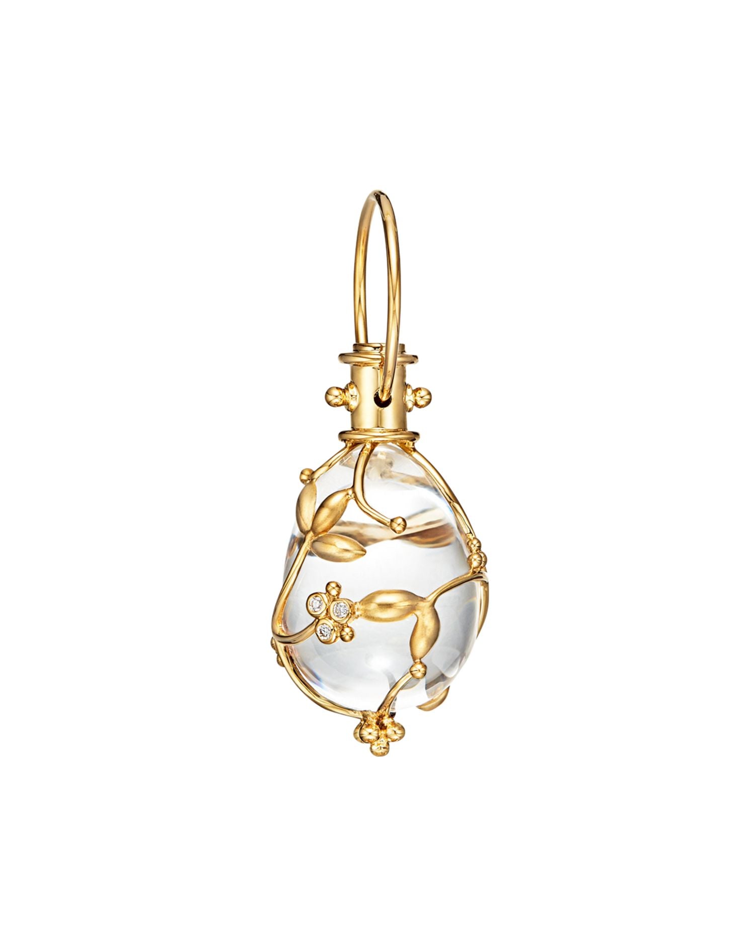 Crystal And Diamond Vine Pendant Set in 18 K Yellow Gold