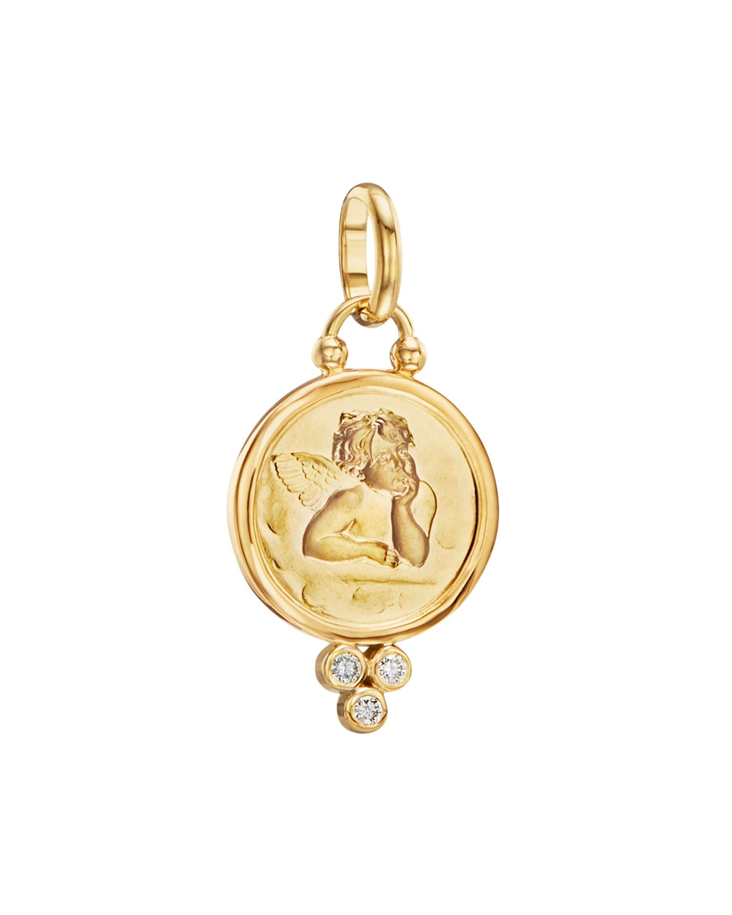 18K Gold 14mm Angel Pendant with Diamonds