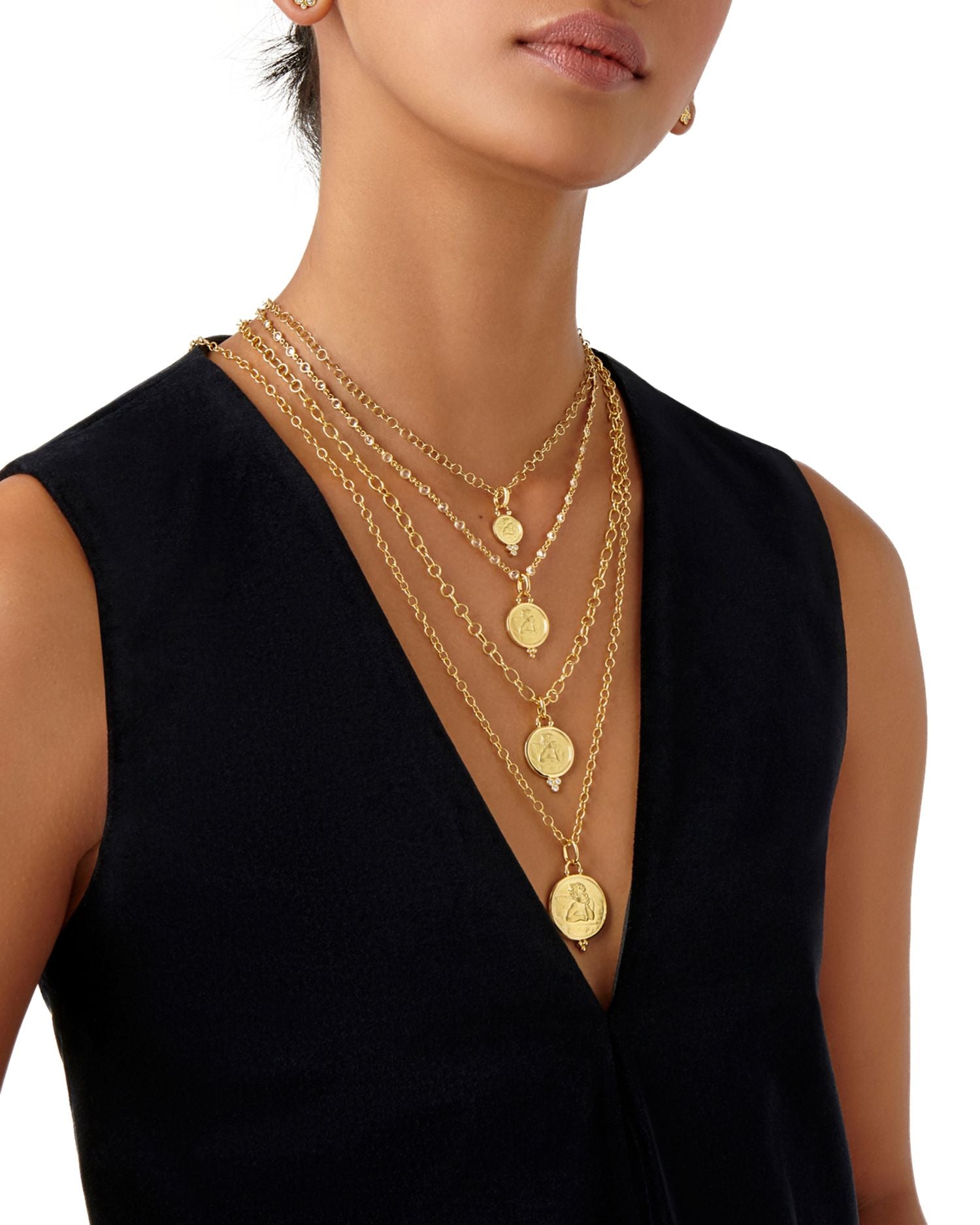 18K Gold 21mm Angel Pendant with Diamonds