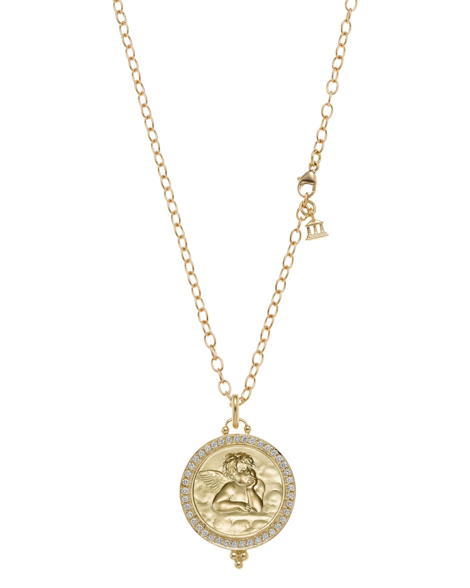 18K Gold 21mm Angel Pendant with Diamond Pavé