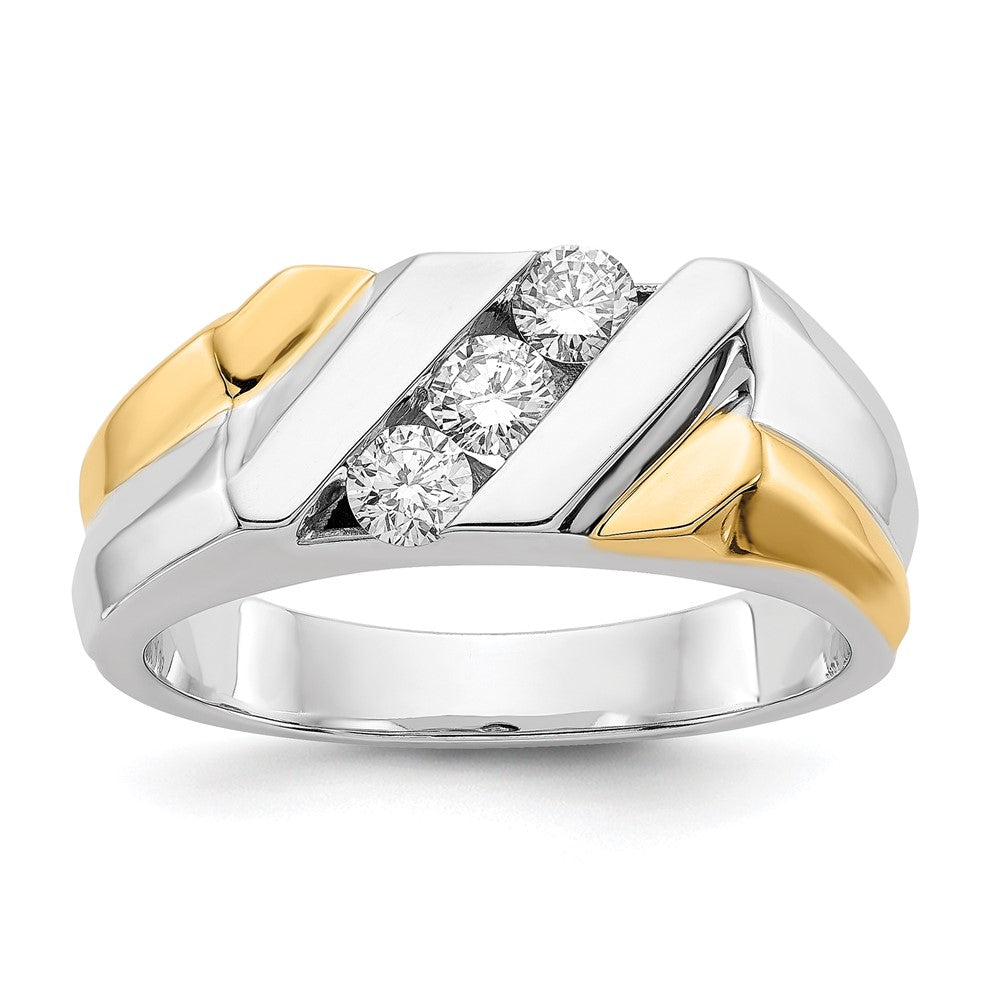 14k Two-tone Lab Grown Diamond 3-stone Wedding Band Ring 1/2ct Clarity- VS Color- G-H