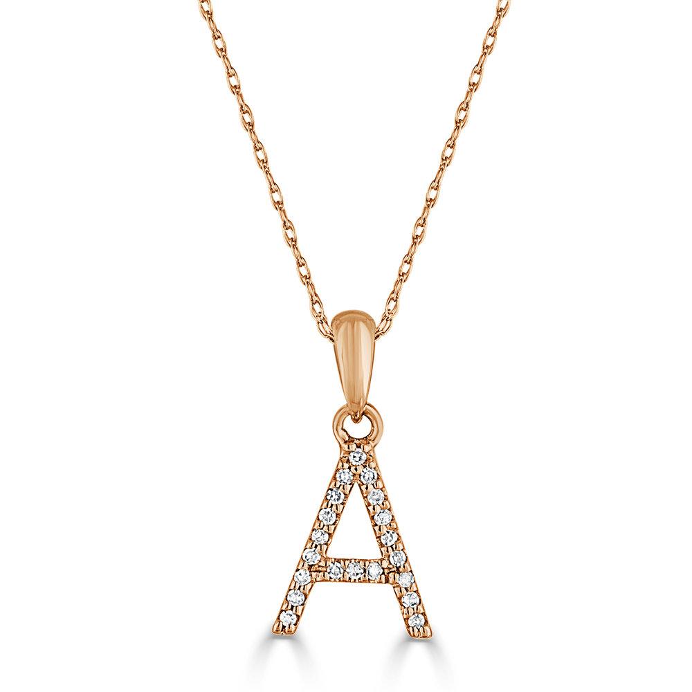 14k Rose Gold & Diamond Initial Necklace