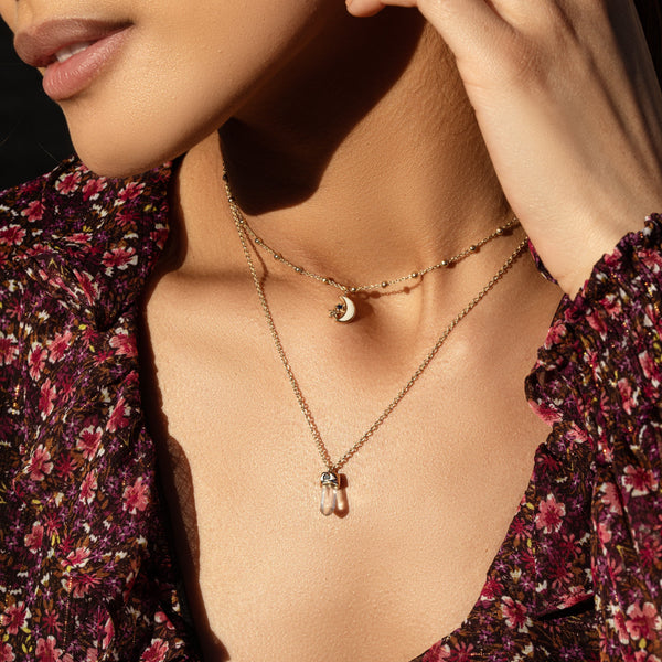 Guiding Energies - Gold Plated Moon & Star Necklace