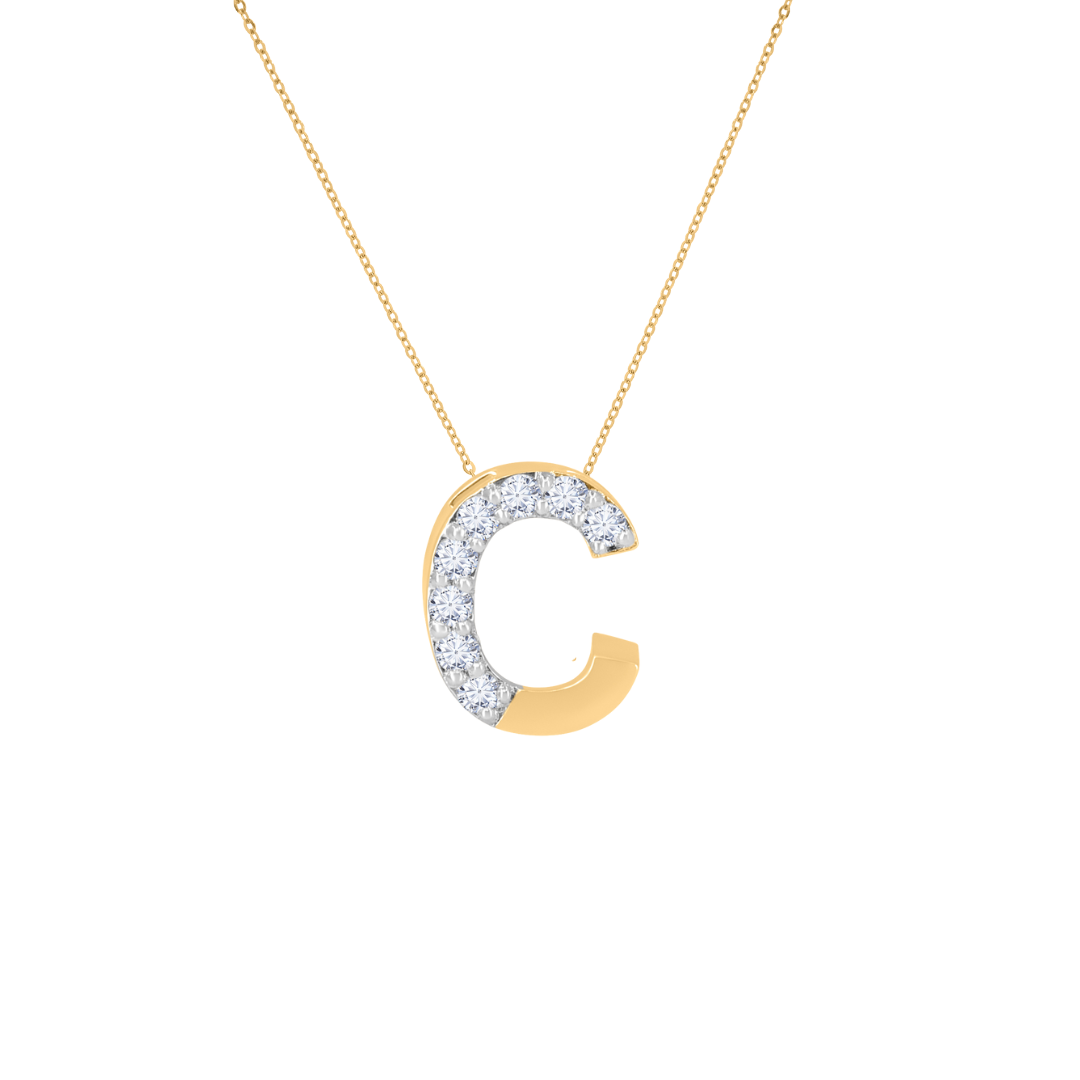 Gold Half Diamond Initial Necklace