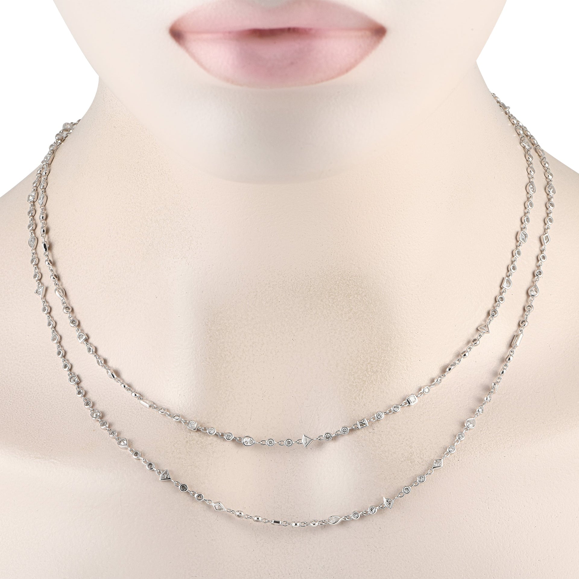 LB Exclusive 18K White Gold 5.50ct Diamond Necklace ANK-16840-10