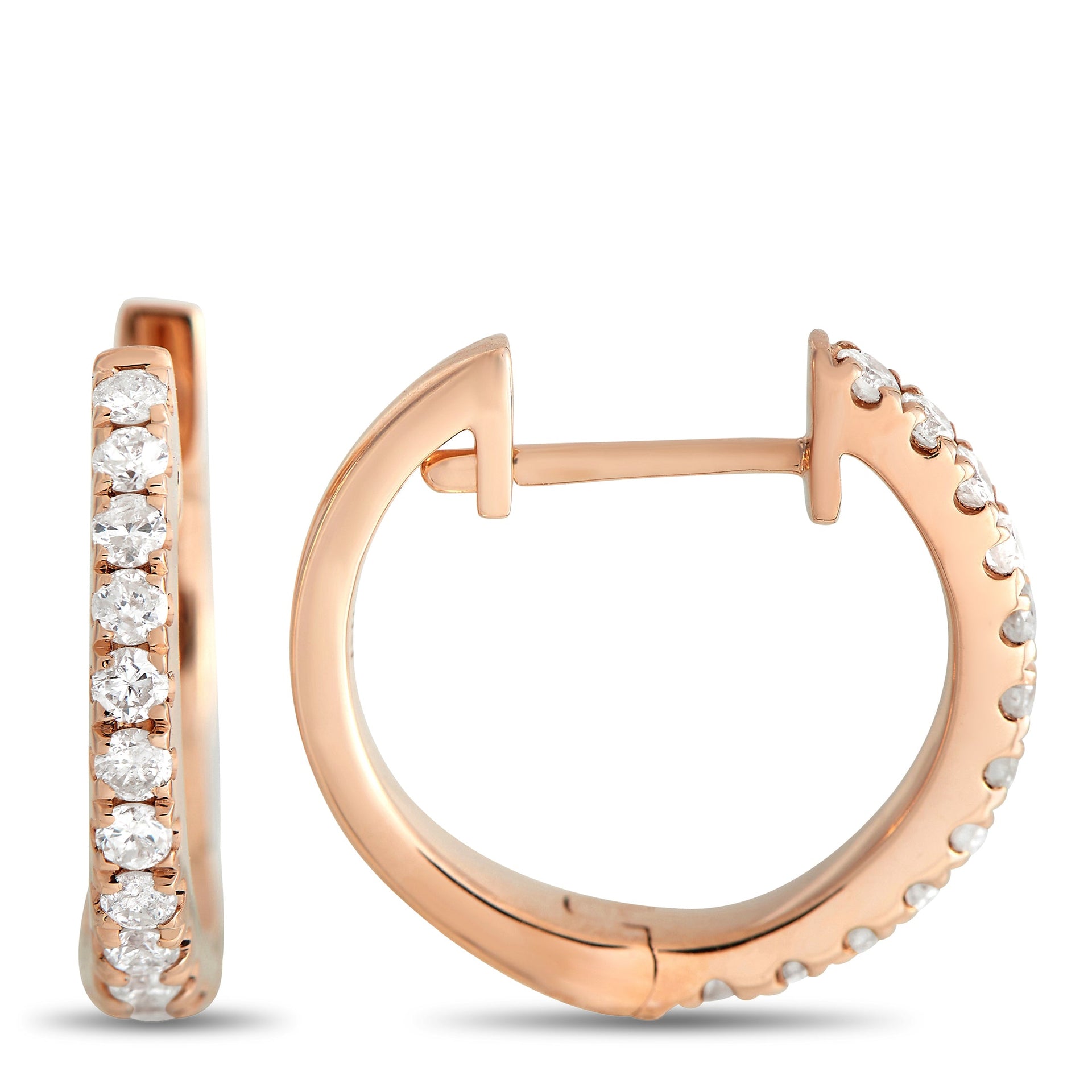 LB Exclusive 14K Rose Gold 0.31ct Diamond Hoop Earrings
