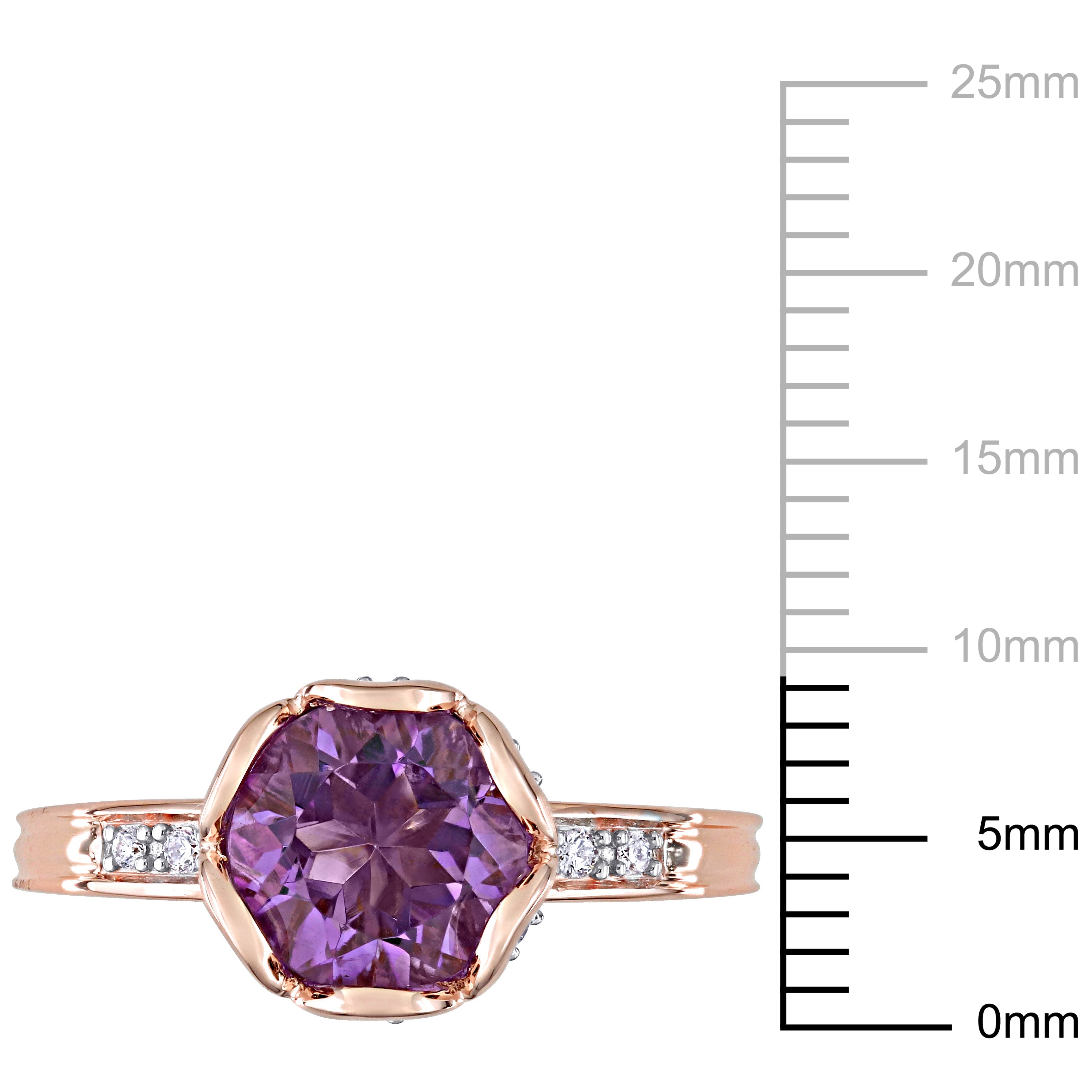 Mimi & Max 1 1/2ct TGW Amethyst And 1/8ct TW Diamond Floral Ring 14k R