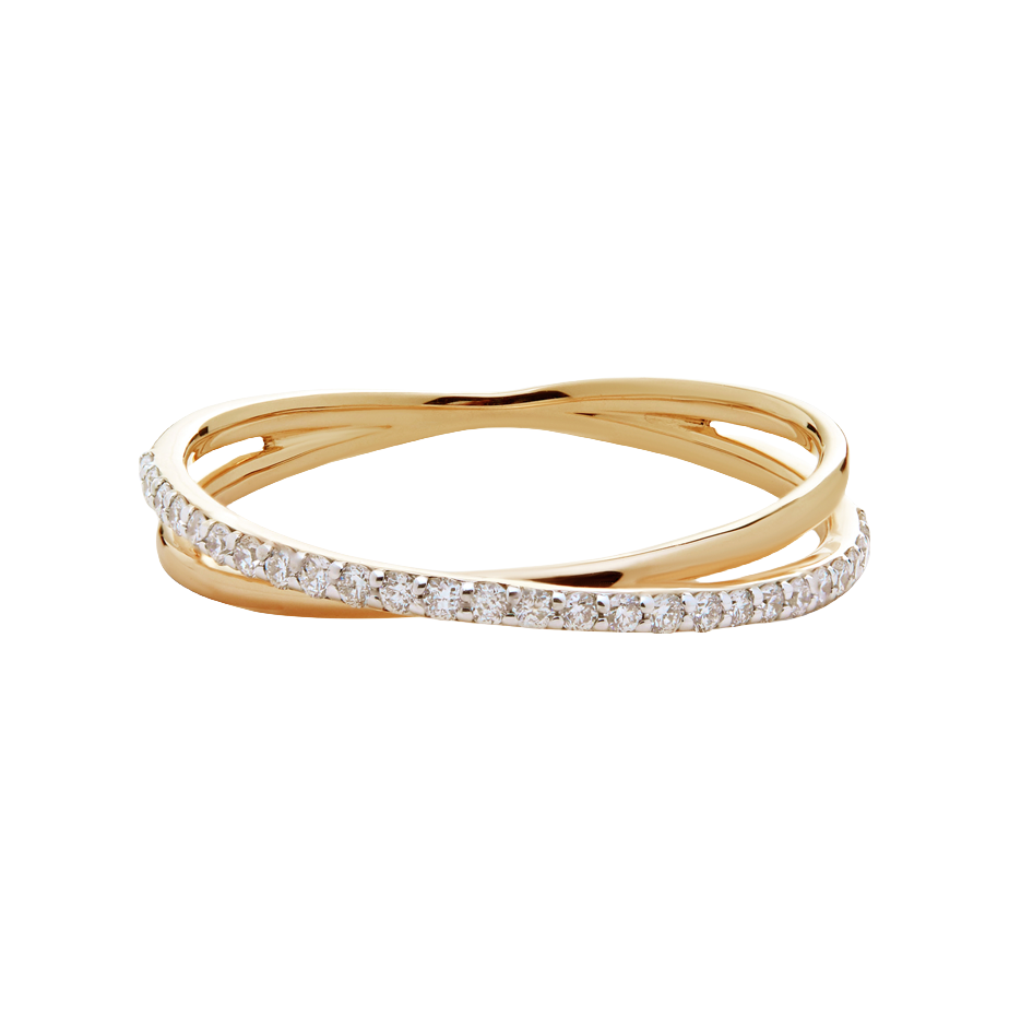 10K Gold 0.16 CT.T.W. Round Cut Diamond Crossover Ring D Color VVS Clarity