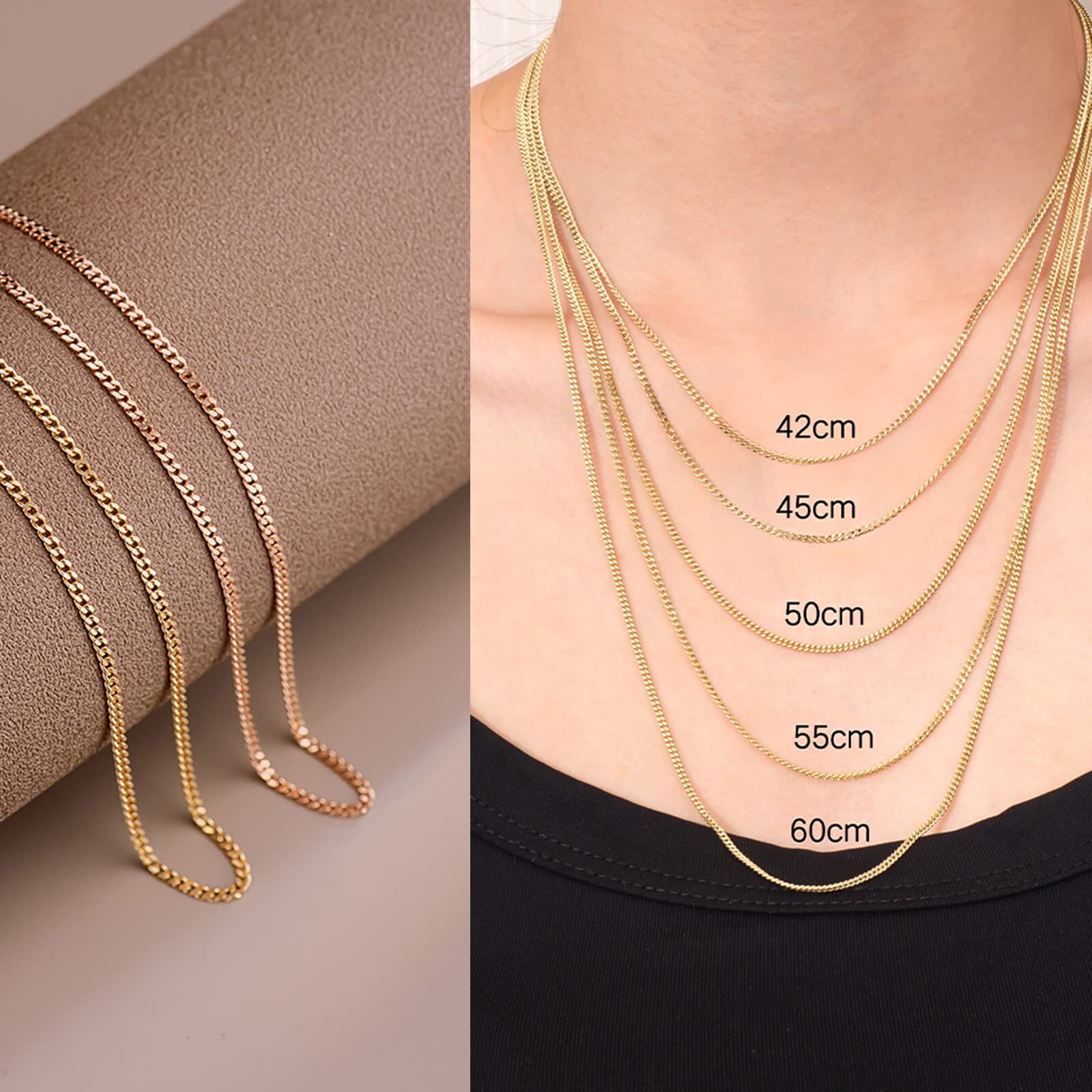 10K Gold 2.2mm Width 14 Inch Cuban Chain