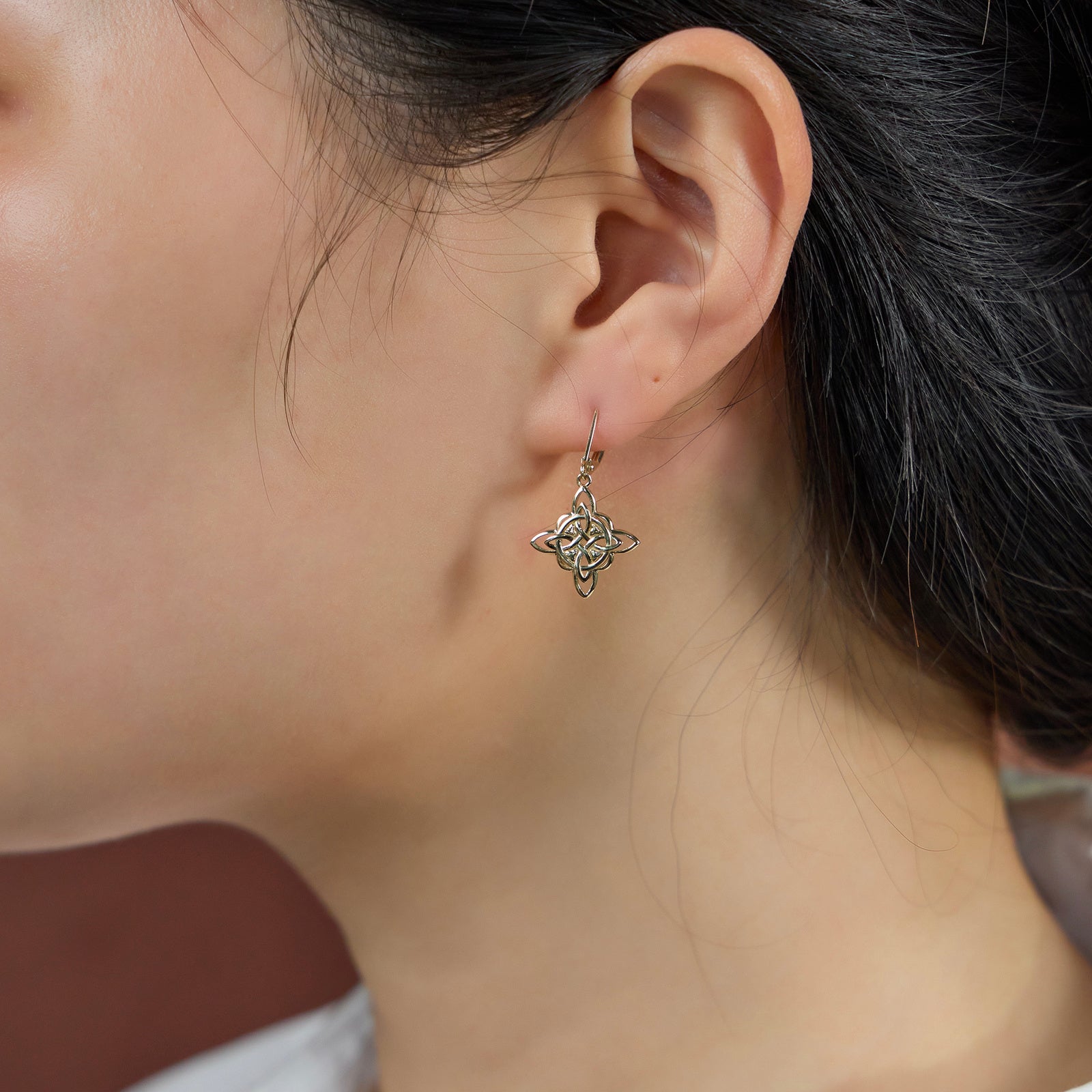 10K Gold Celtic Knot Drop Earrings