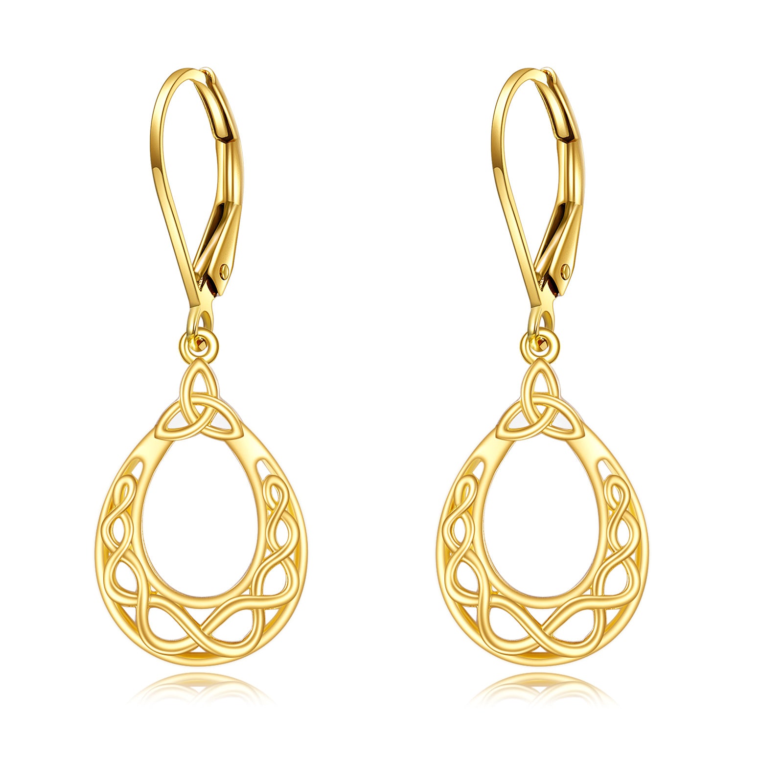 10K Gold Celtic Knot Drop Earrings