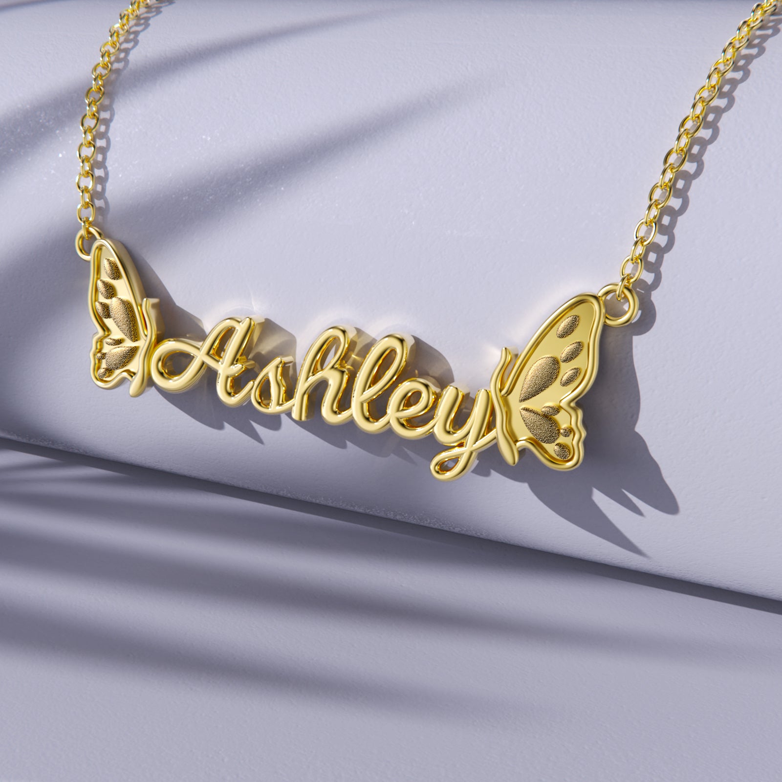 10K Gold & Personalized Classic Name Butterfly Pendant Necklace