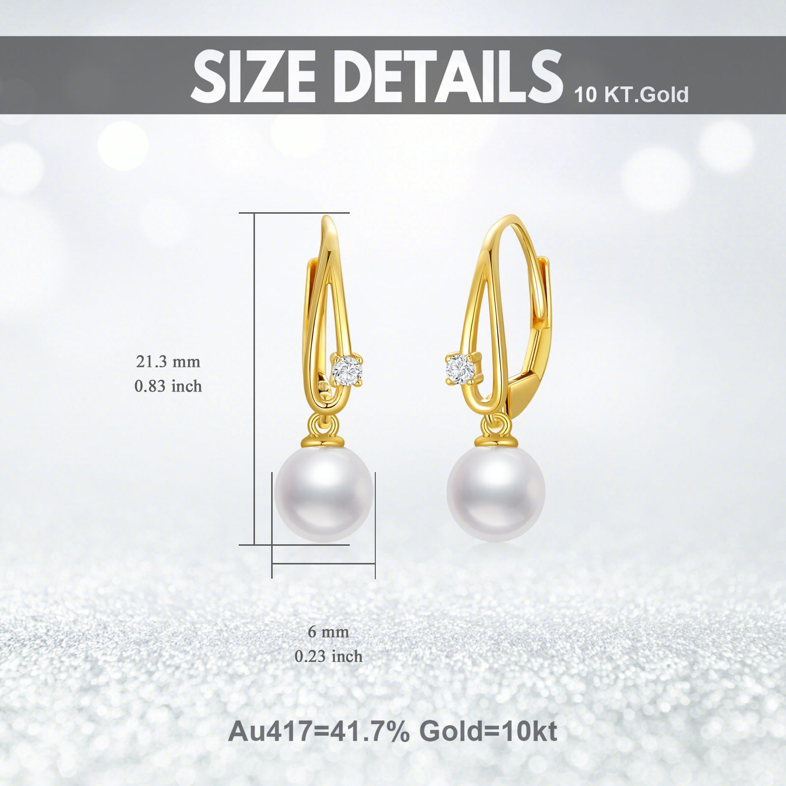 10K Gold Circular Shaped Pearl Lever-back Earrings