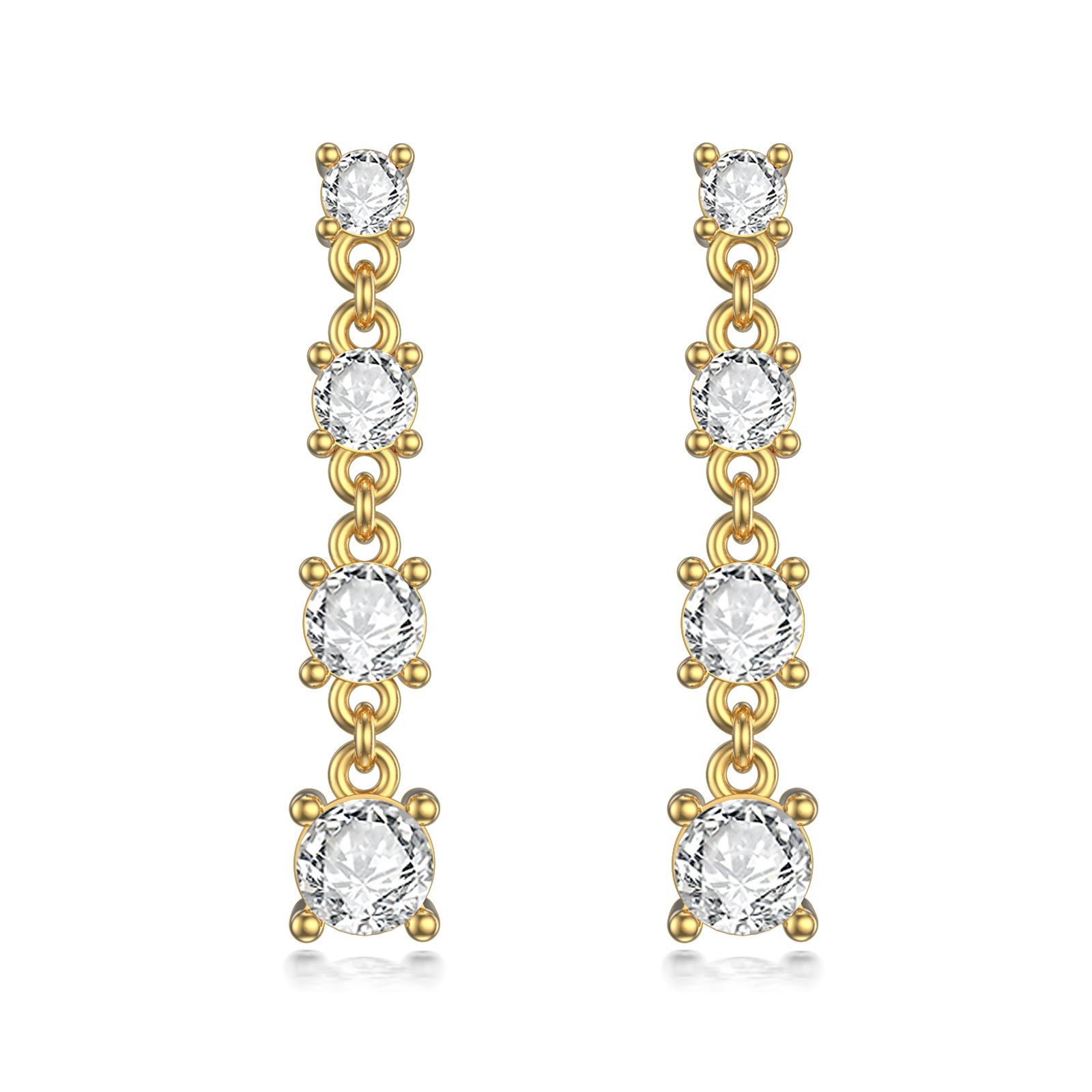 10K Gold Cubic Zirconia Couple Drop Earrings