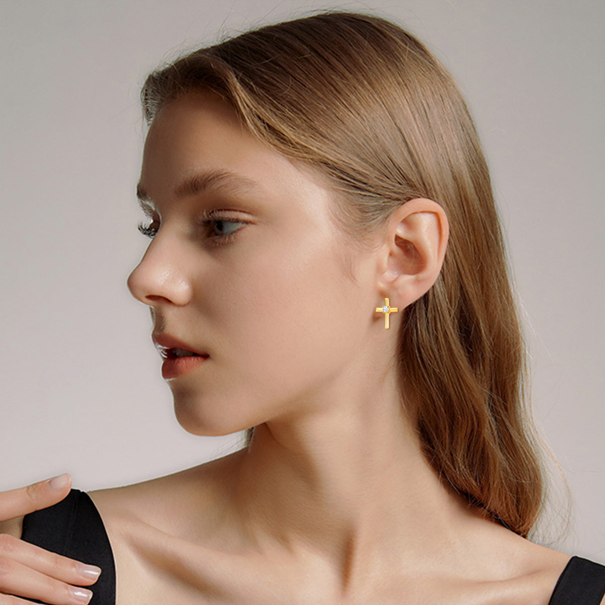10K Gold Cross Stud Earrings