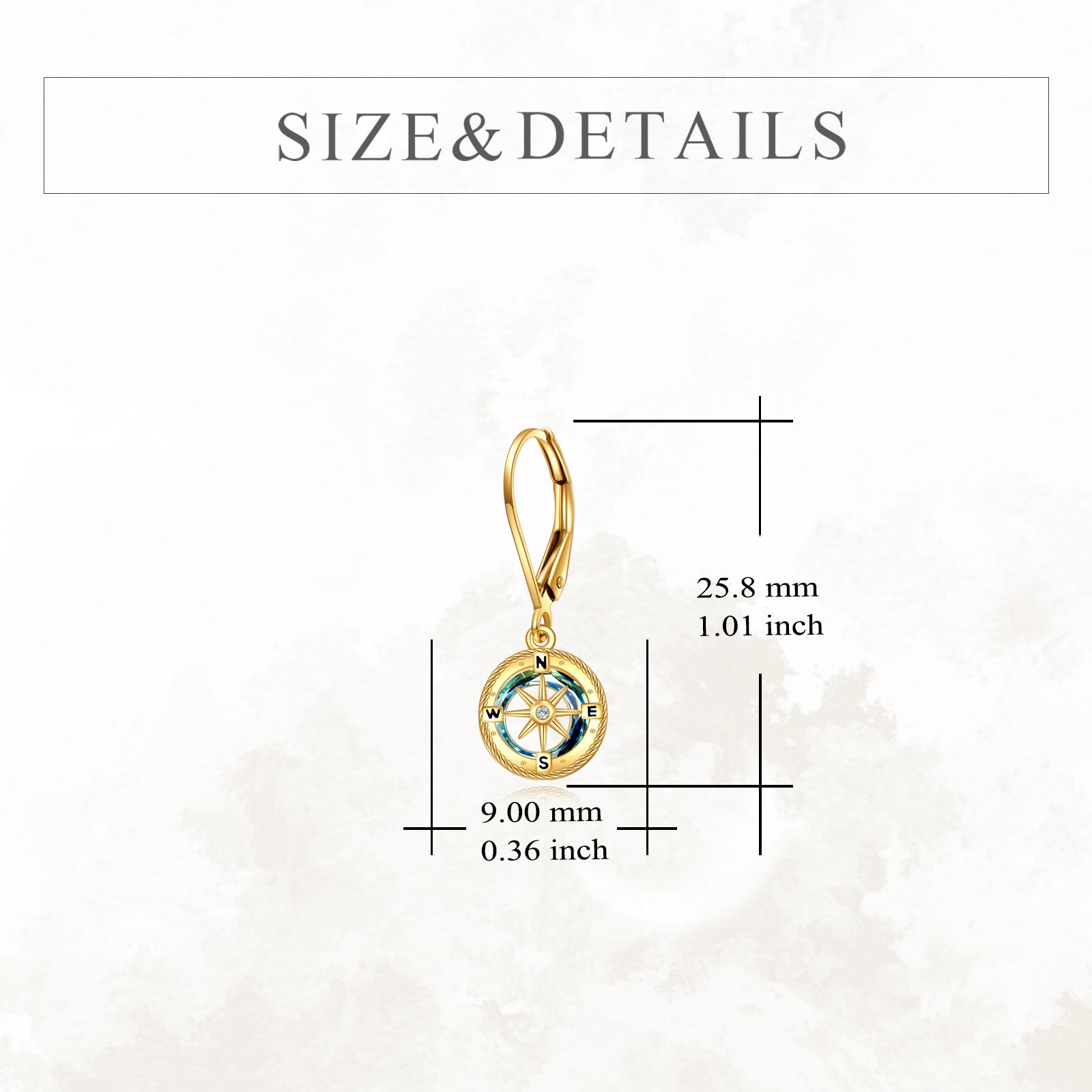 10K Gold Crystal & Cubic Zirconia Compass Lever-back Earrings