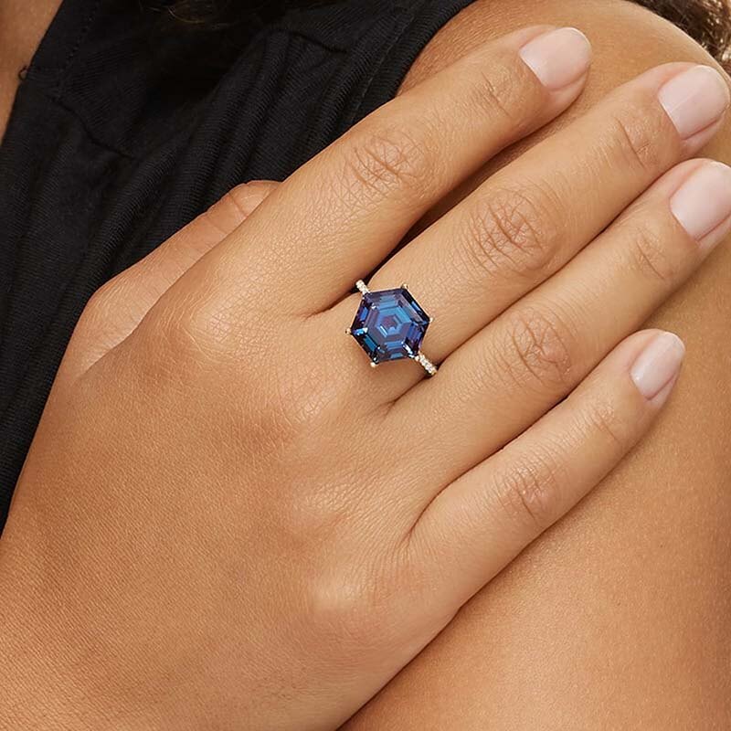 10K Gold Custom Alexandrite Engagement Ring Gemstone Anniversary Rings